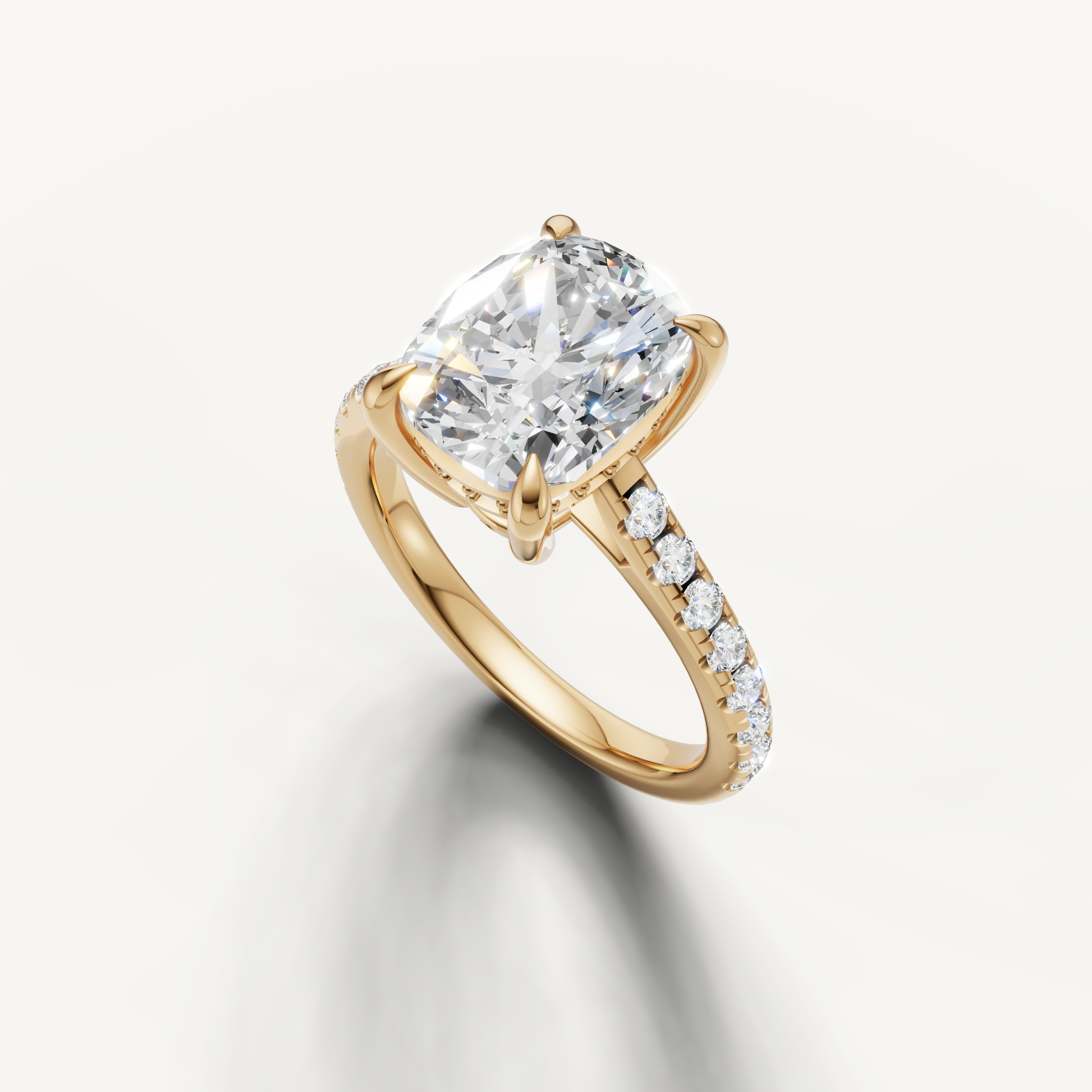 Yellow Gold Elongated Cushion Solitaire Lab Diamond Ring for Women – Raul Diamonds