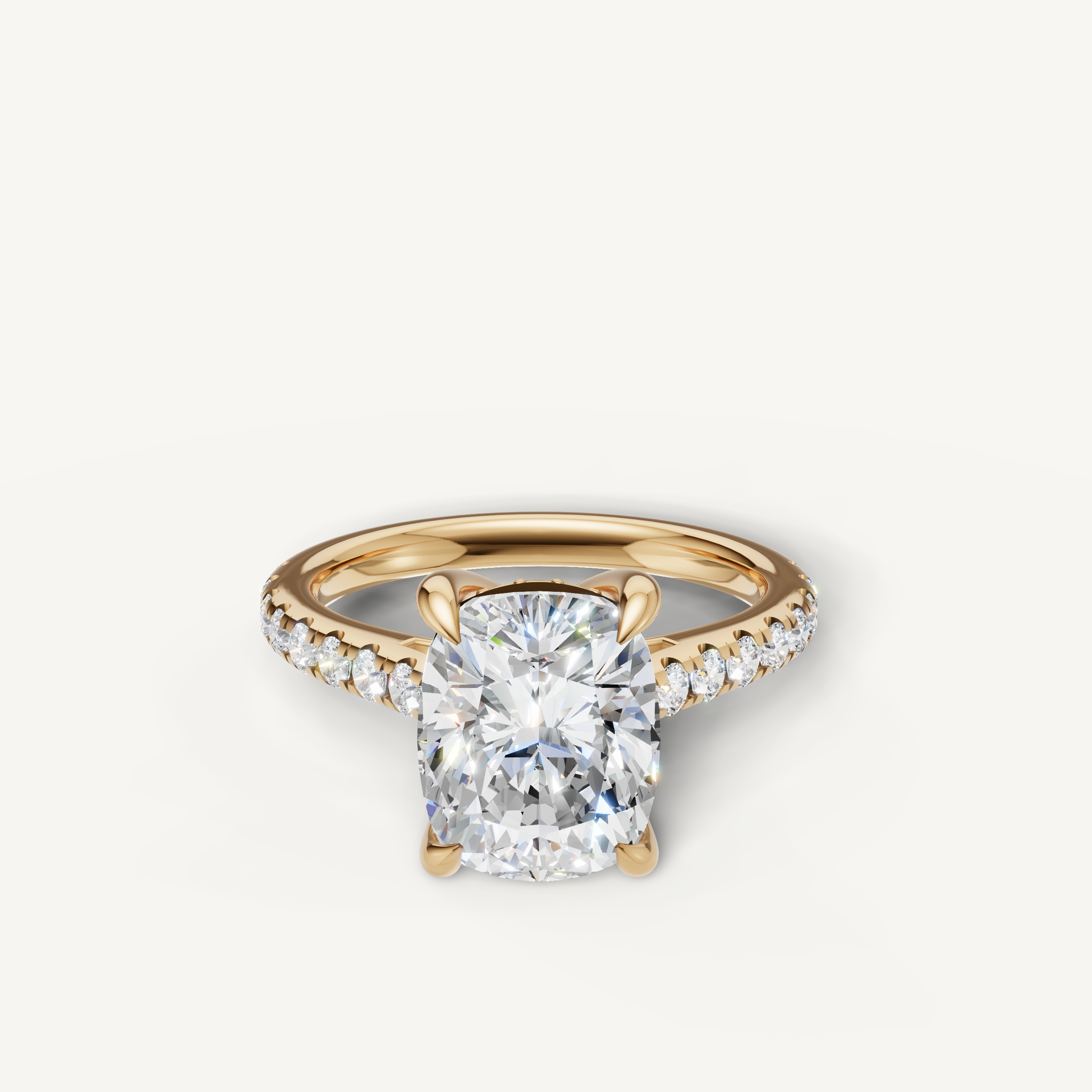 Elongated Cushion Cut Lab Grown Diamond Engagement Ring in 14K Yellow Gold – Raul Diamonds