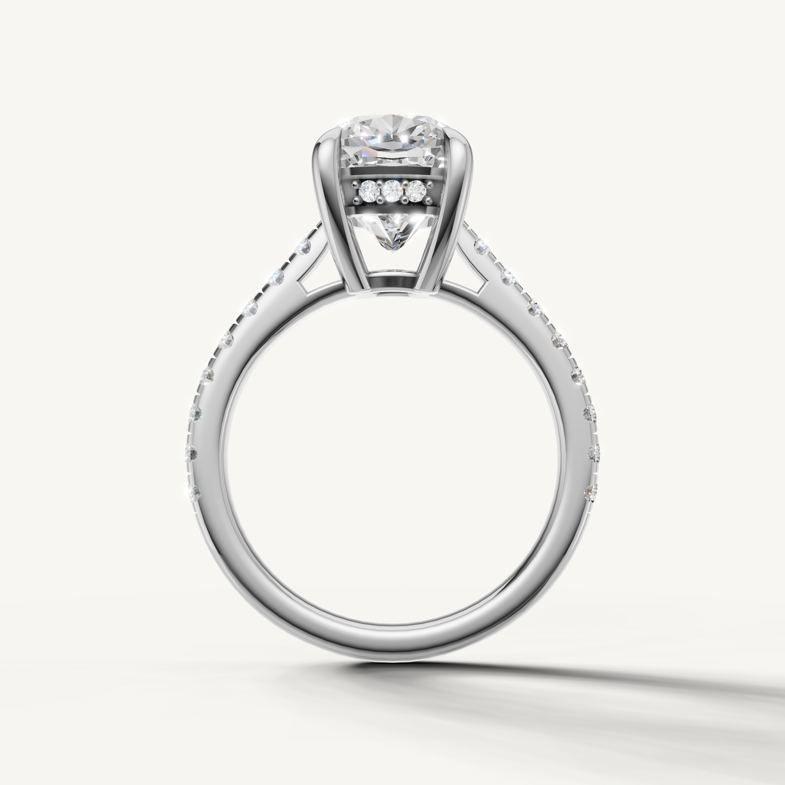 White Gold Long Cushion Diamond Engagement Ring for Women – Raul Diamonds