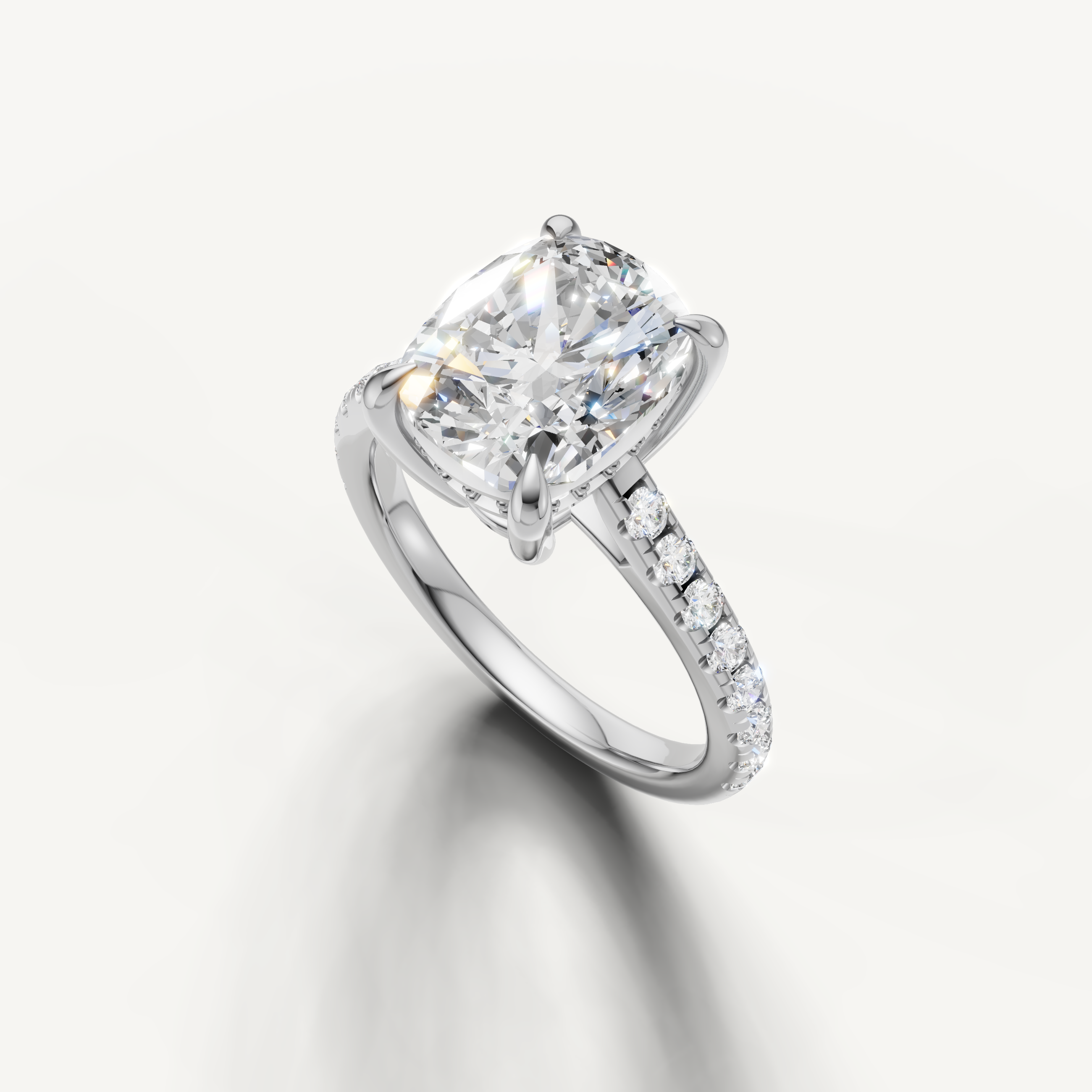 14K White Gold Elongated Cushion Solitaire Lab Diamond Ring – Raul Diamonds
