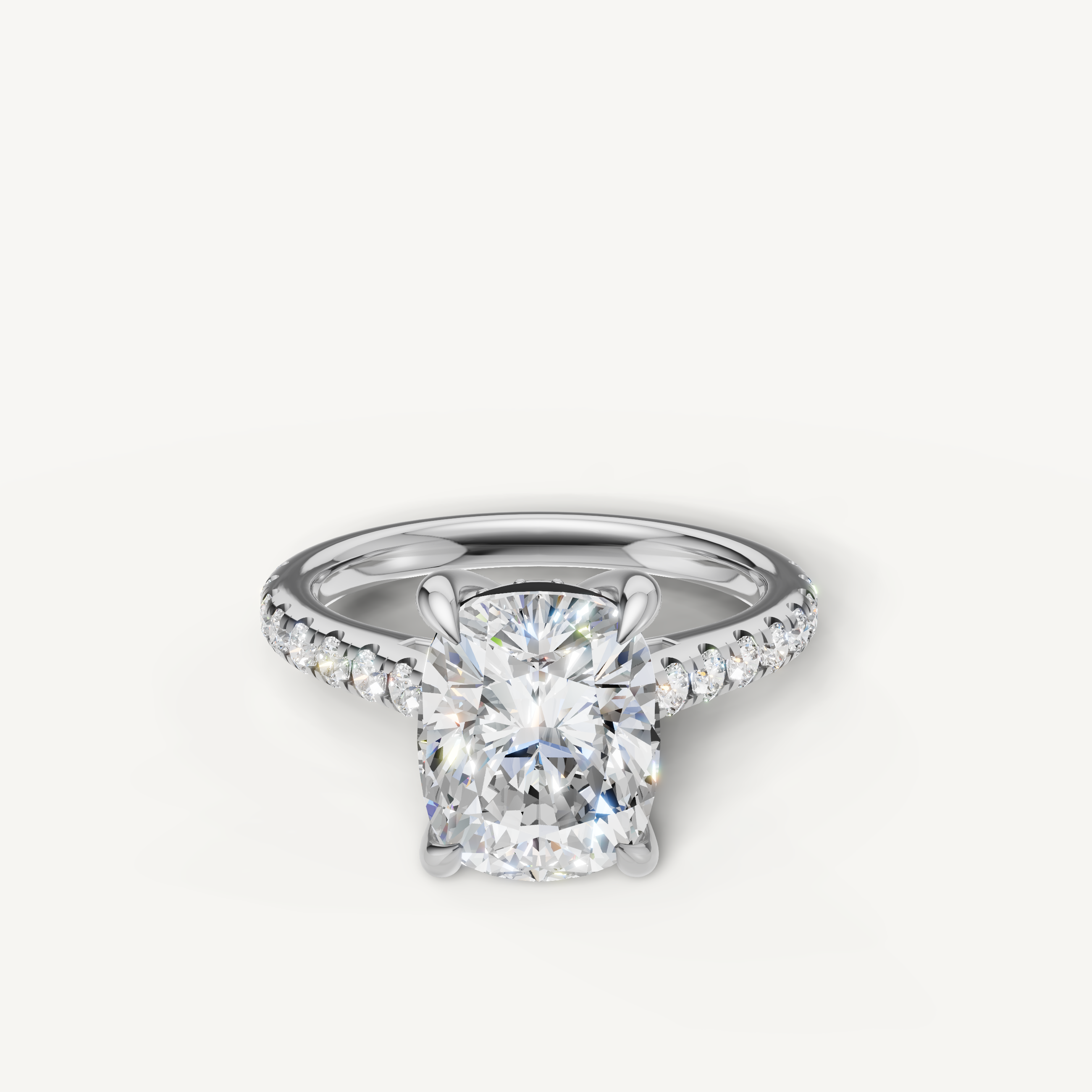 Elongated Cushion Cut Lab Grown Diamond Engagement Ring in 14K White Gold – Raul Diamonds