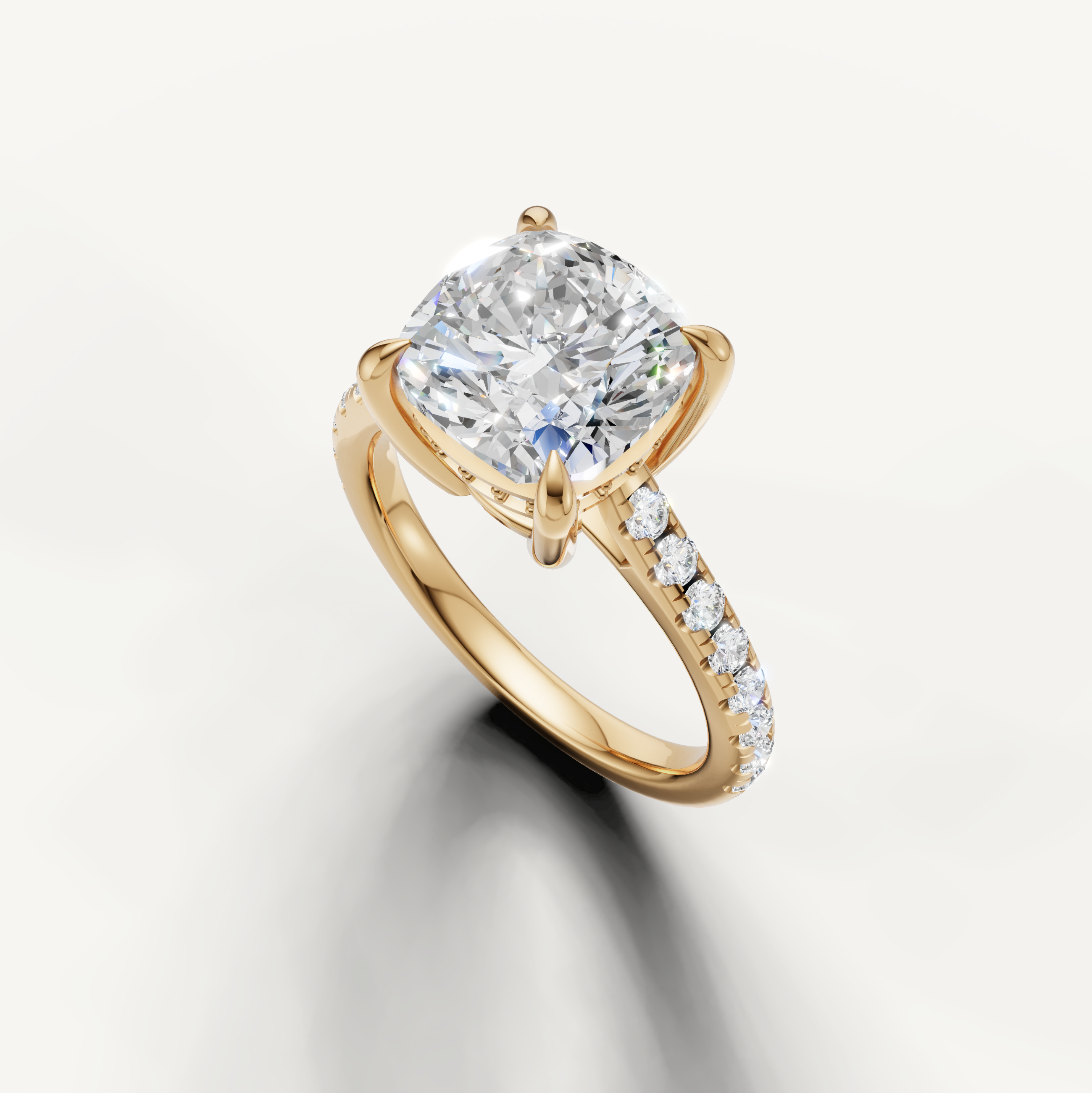 Yellow Gold Cushion Solitaire Lab Grown Diamond Ring for Women – Raul Diamonds