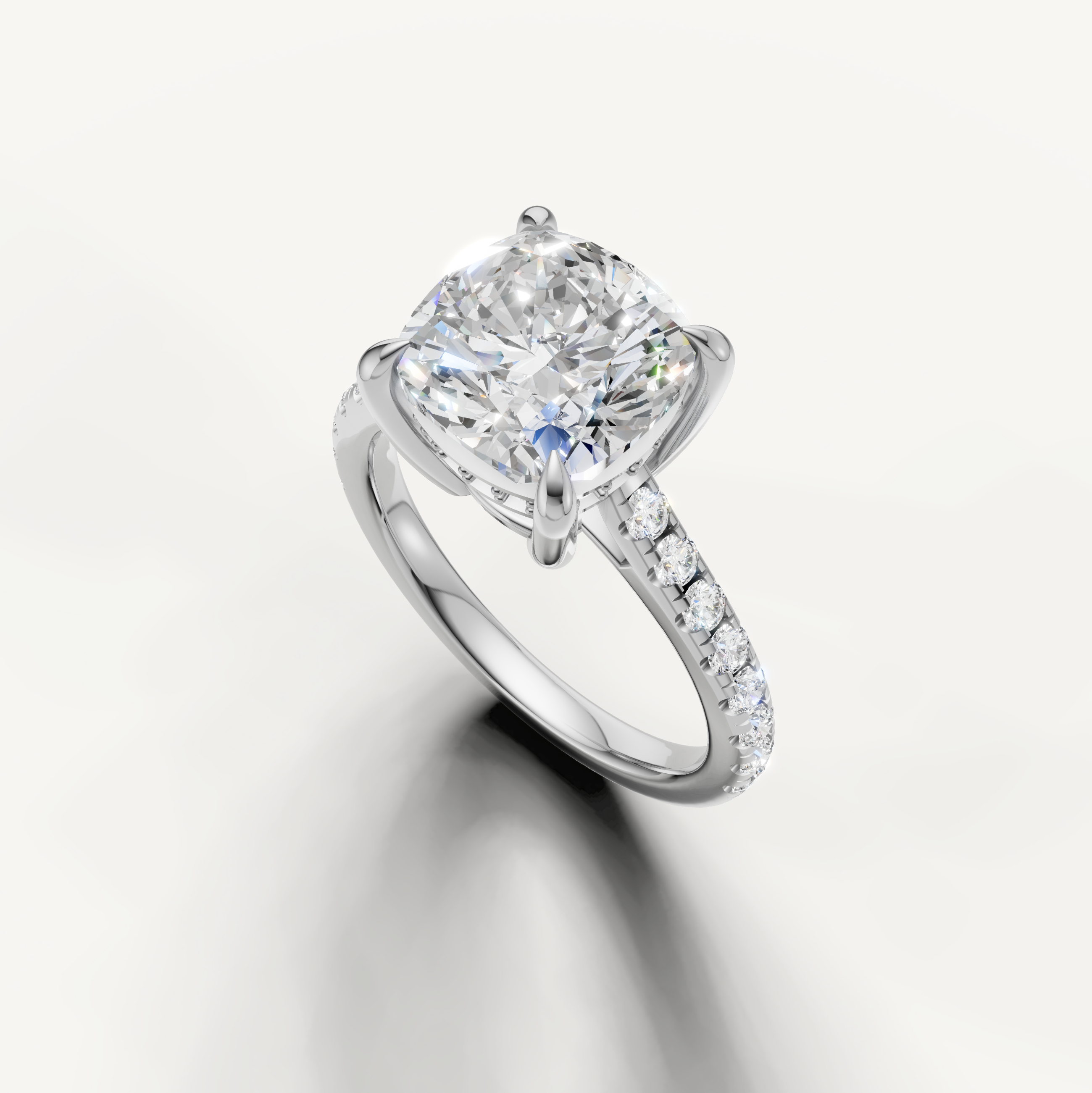 14K White Gold Cushion Solitaire Lab Diamond Engagement Ring – Raul Diamonds