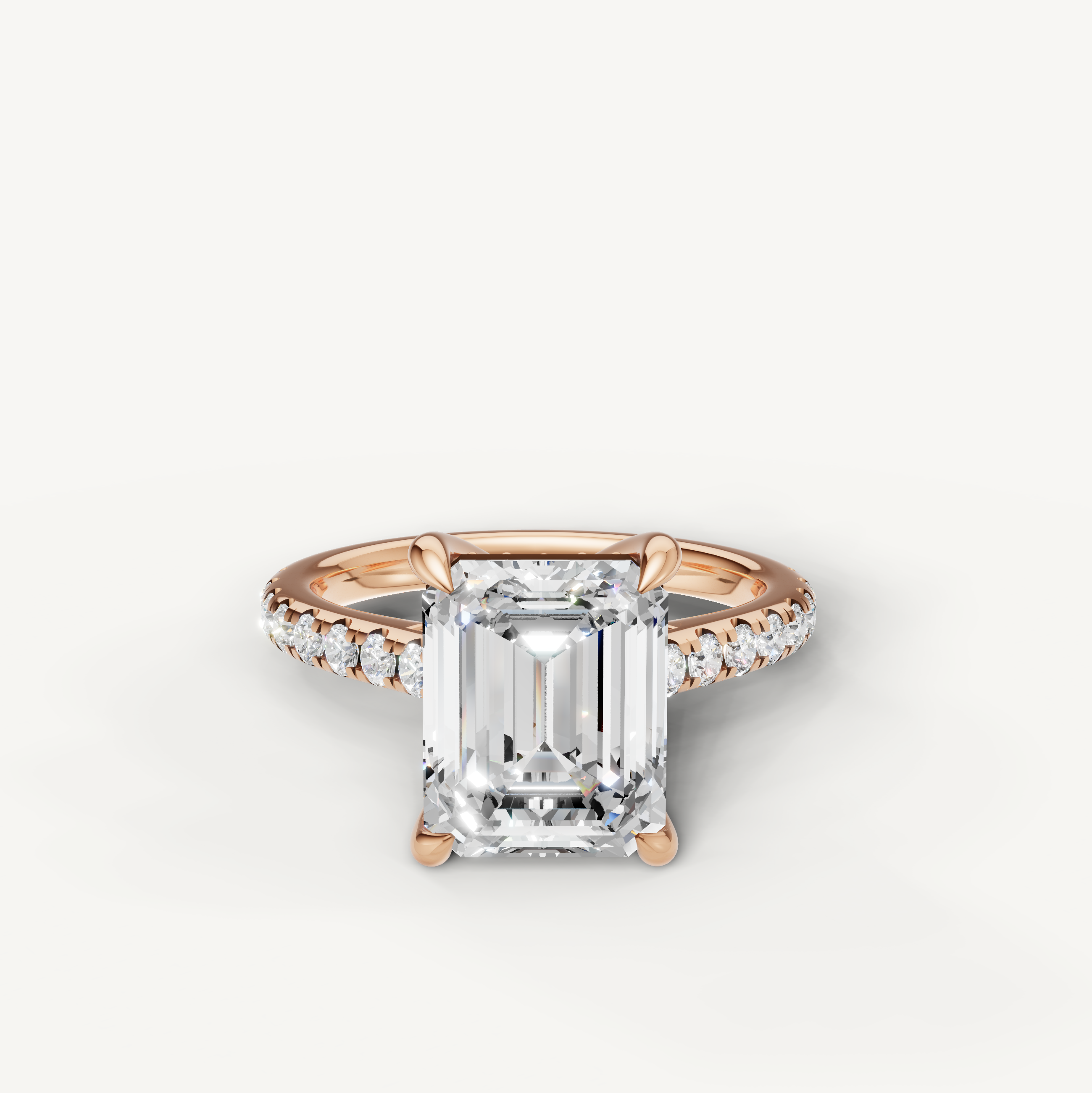 Emerald Cut Lab Grown Diamond Engagement Ring in 14K Rose Gold – Raul Diamonds