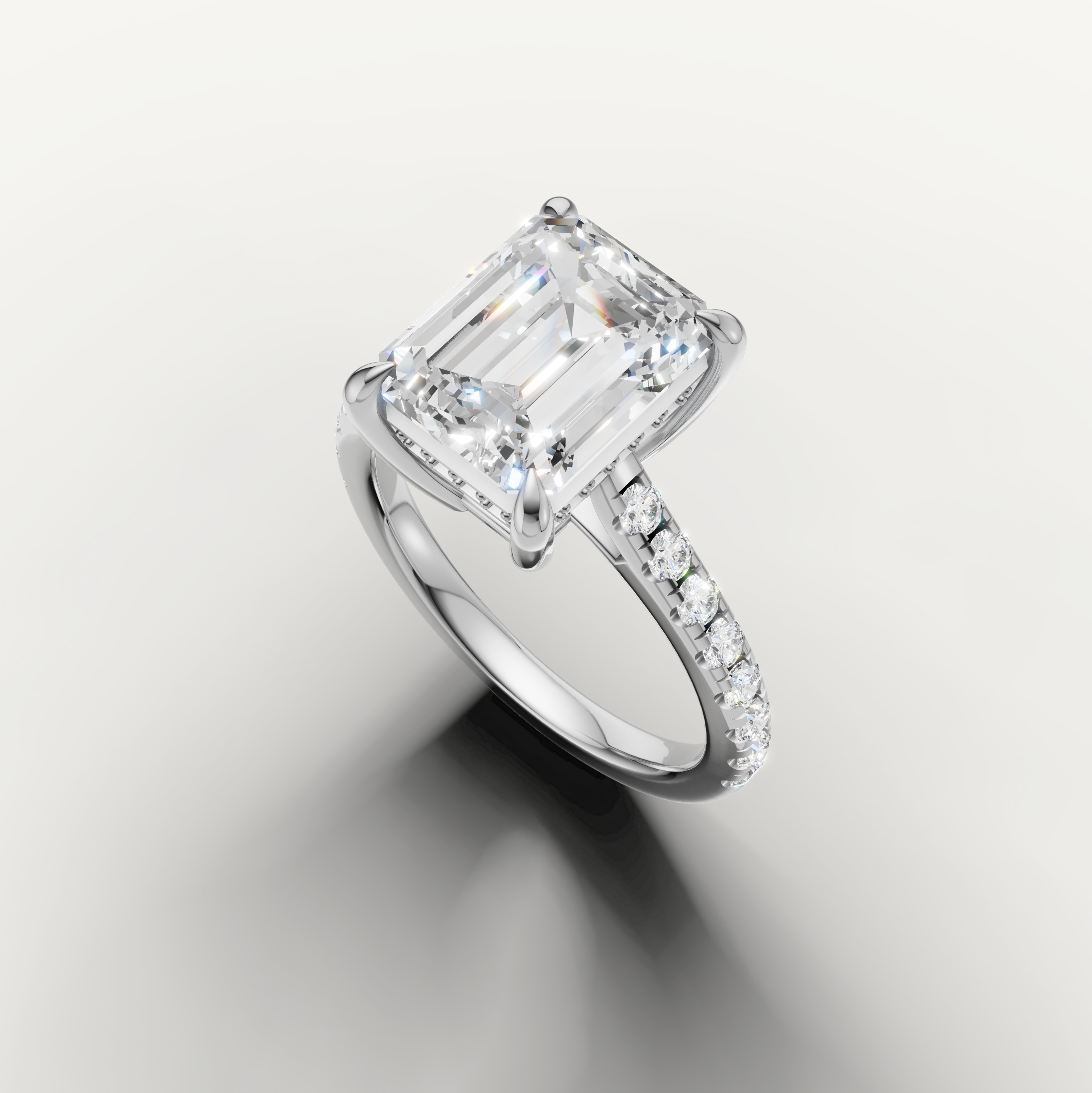 14K White Gold Emerald Solitaire Lab Diamond Engagement Ring – Raul Diamonds