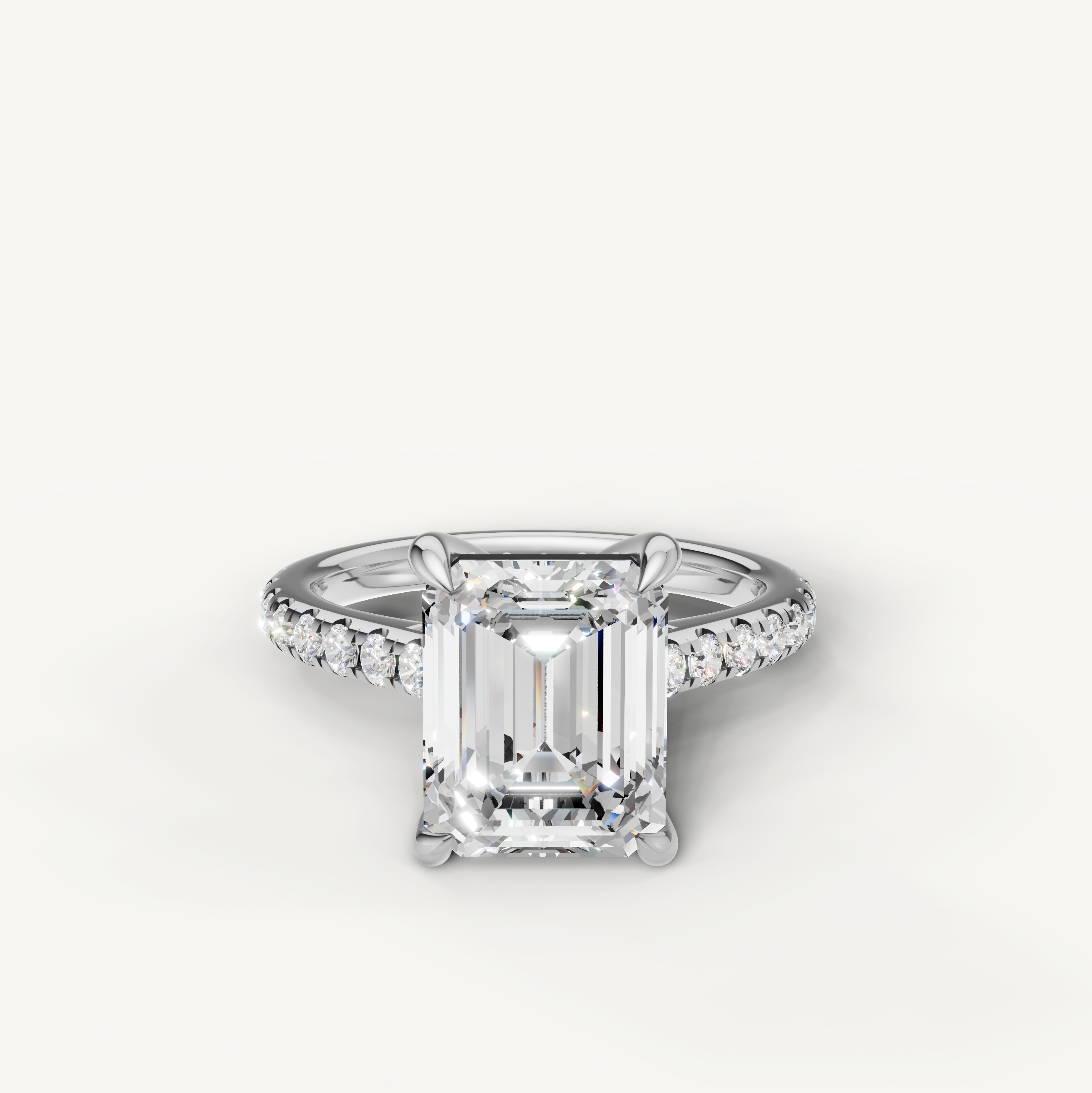 Emerald Cut Lab Grown Diamond Engagement Ring in 14K White Gold – Raul Diamonds