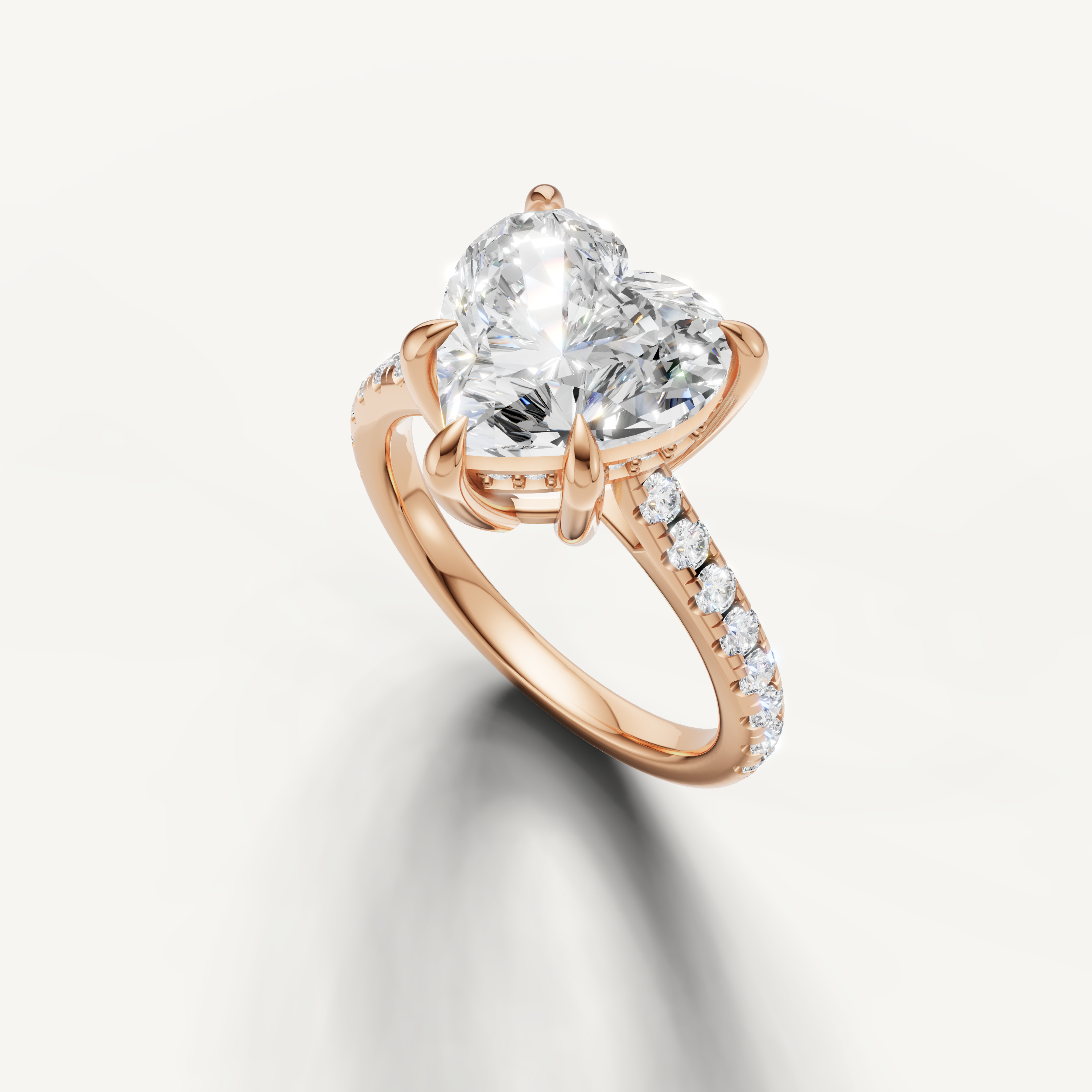 14K Rose Gold Heart Solitaire Diamond Engagement Ring – Raul Diamonds