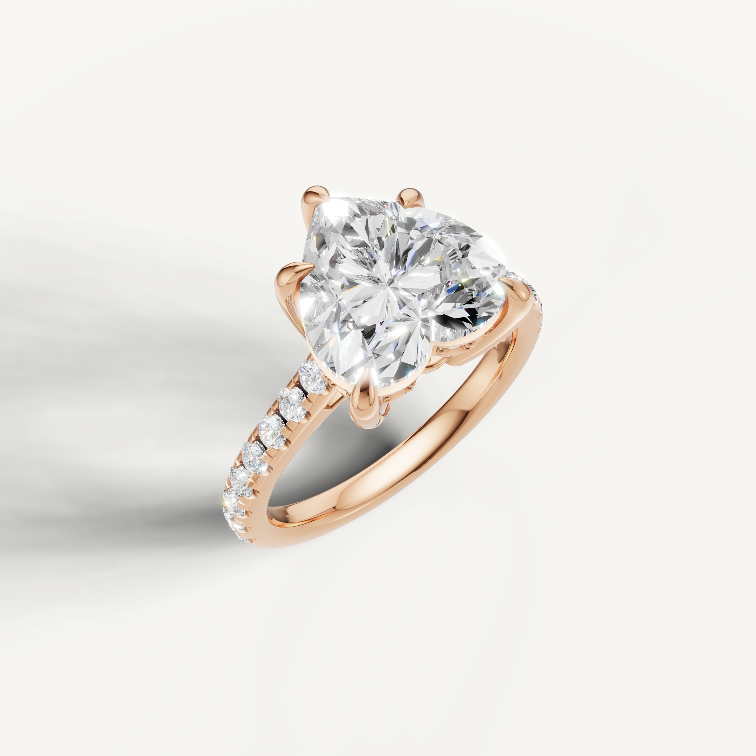 Rose Gold Heart Cut Lab Diamond Ring with Pavé Diamonds – Raul Diamonds