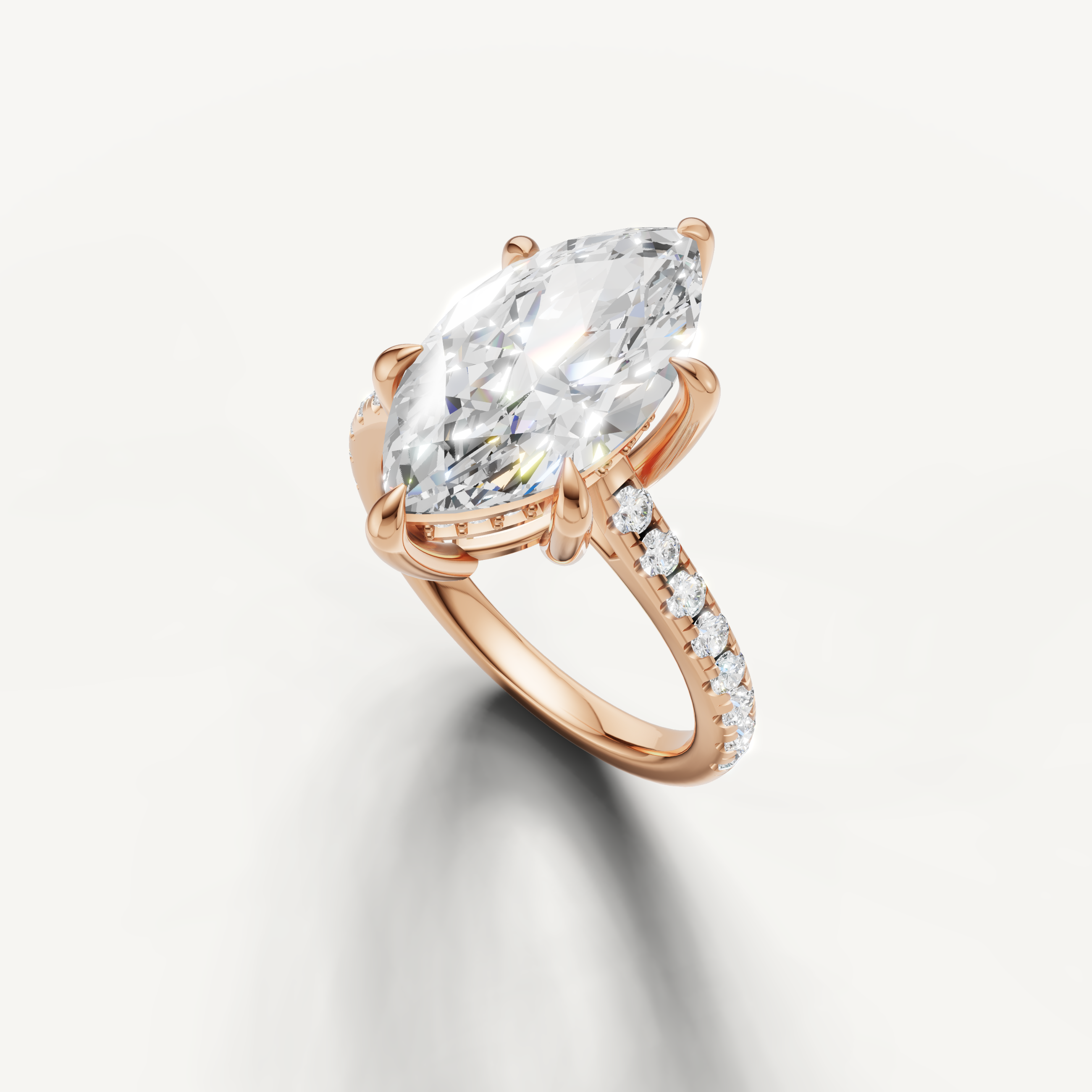 14K Rose Gold Marquise Solitaire Diamond Engagement Ring – Raul Diamonds