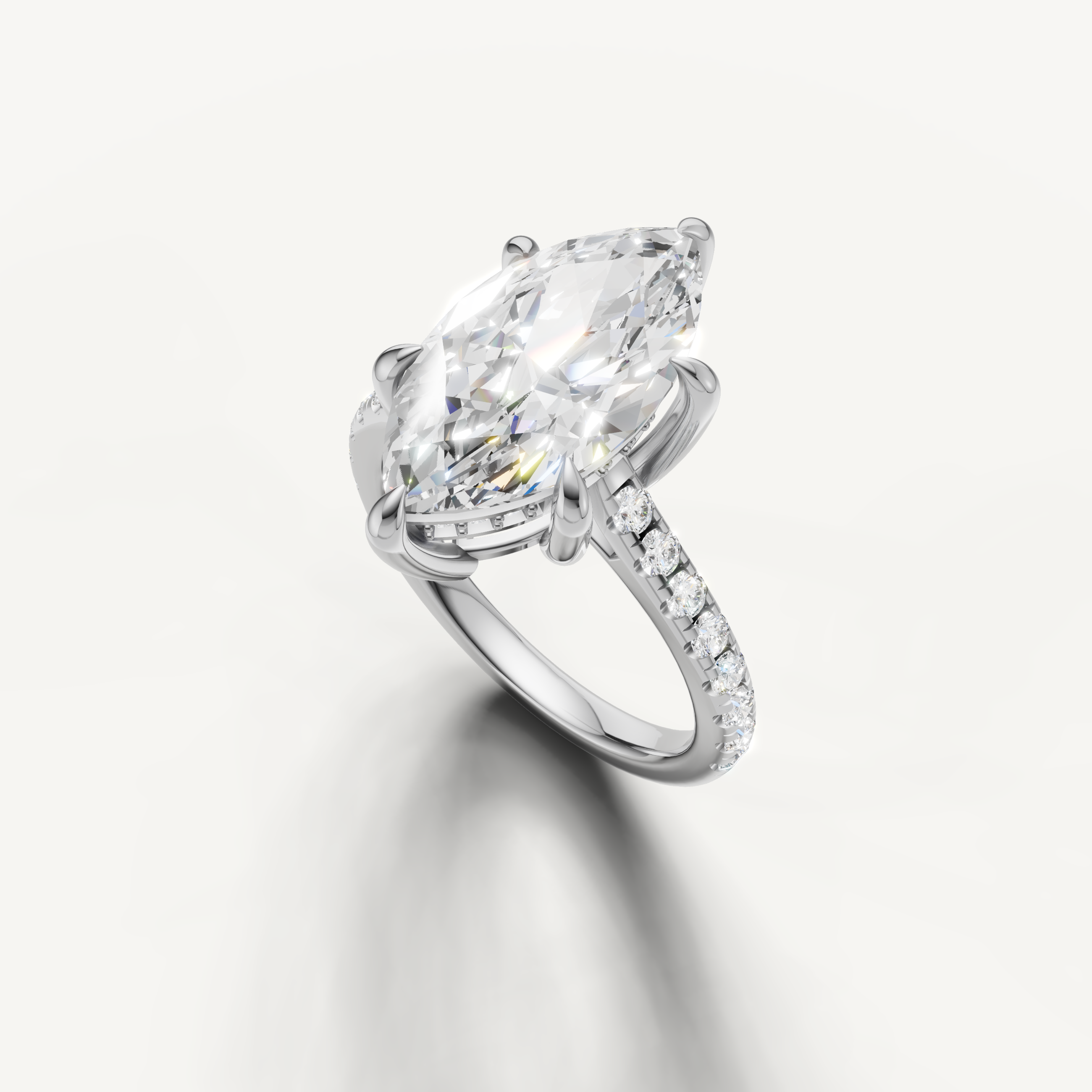 14K White Gold Marquise Solitaire Lab Diamond Engagement Ring – Raul Diamonds