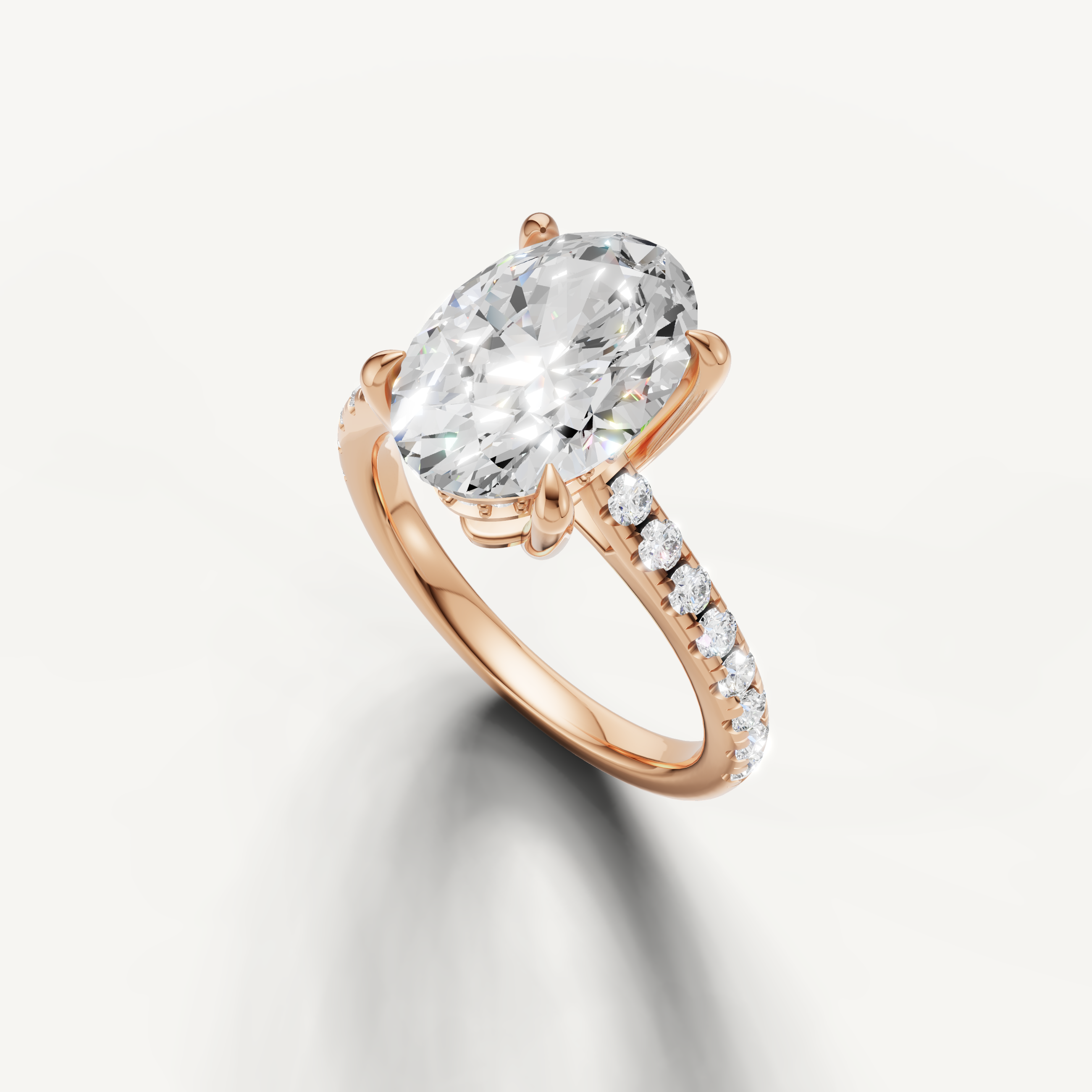14K Rose Gold Oval Solitaire Diamond Engagement Ring – Raul Diamonds
