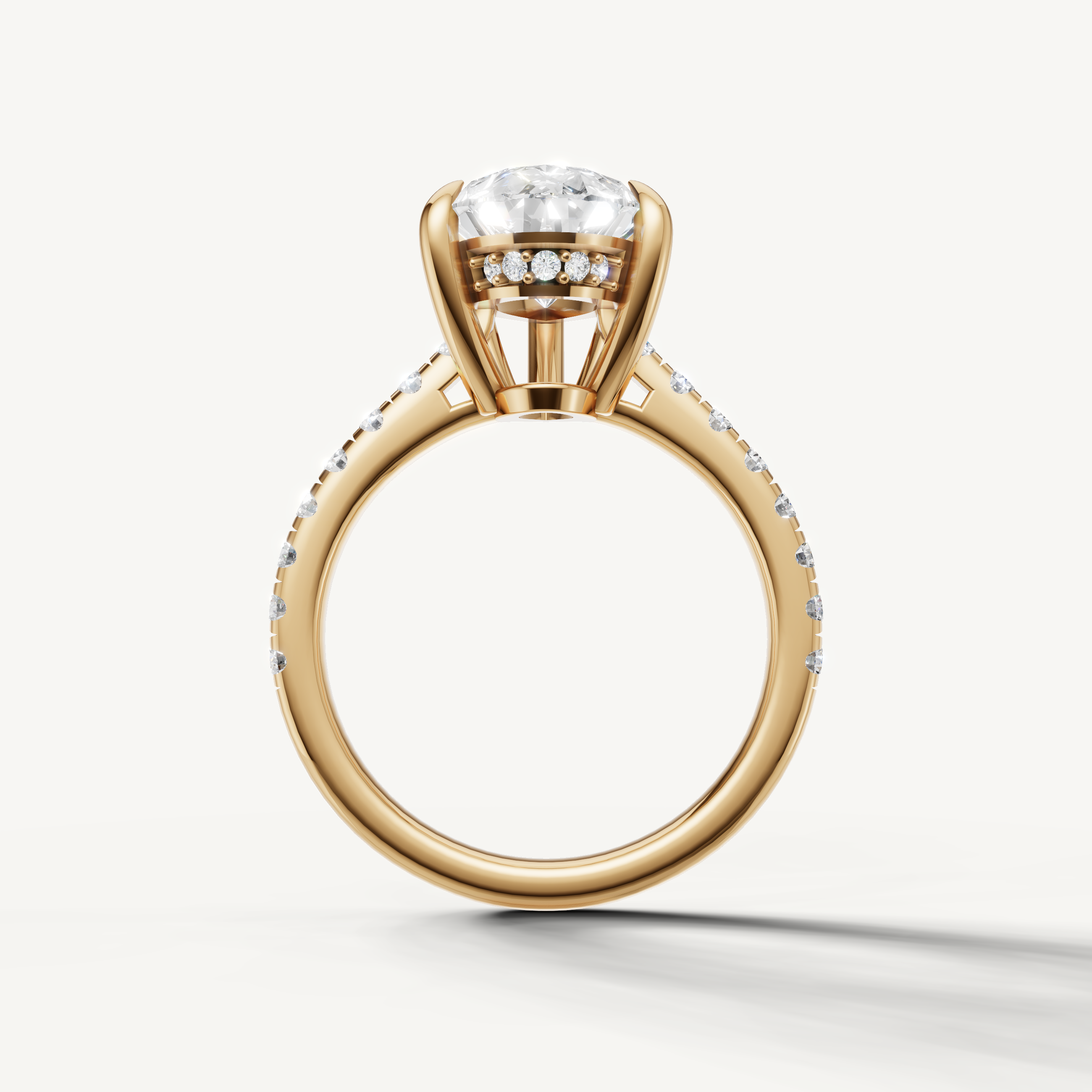 Pear Diamond Engagement Ring with Thin Pavé Band in Yellow Gold – Raul Diamonds