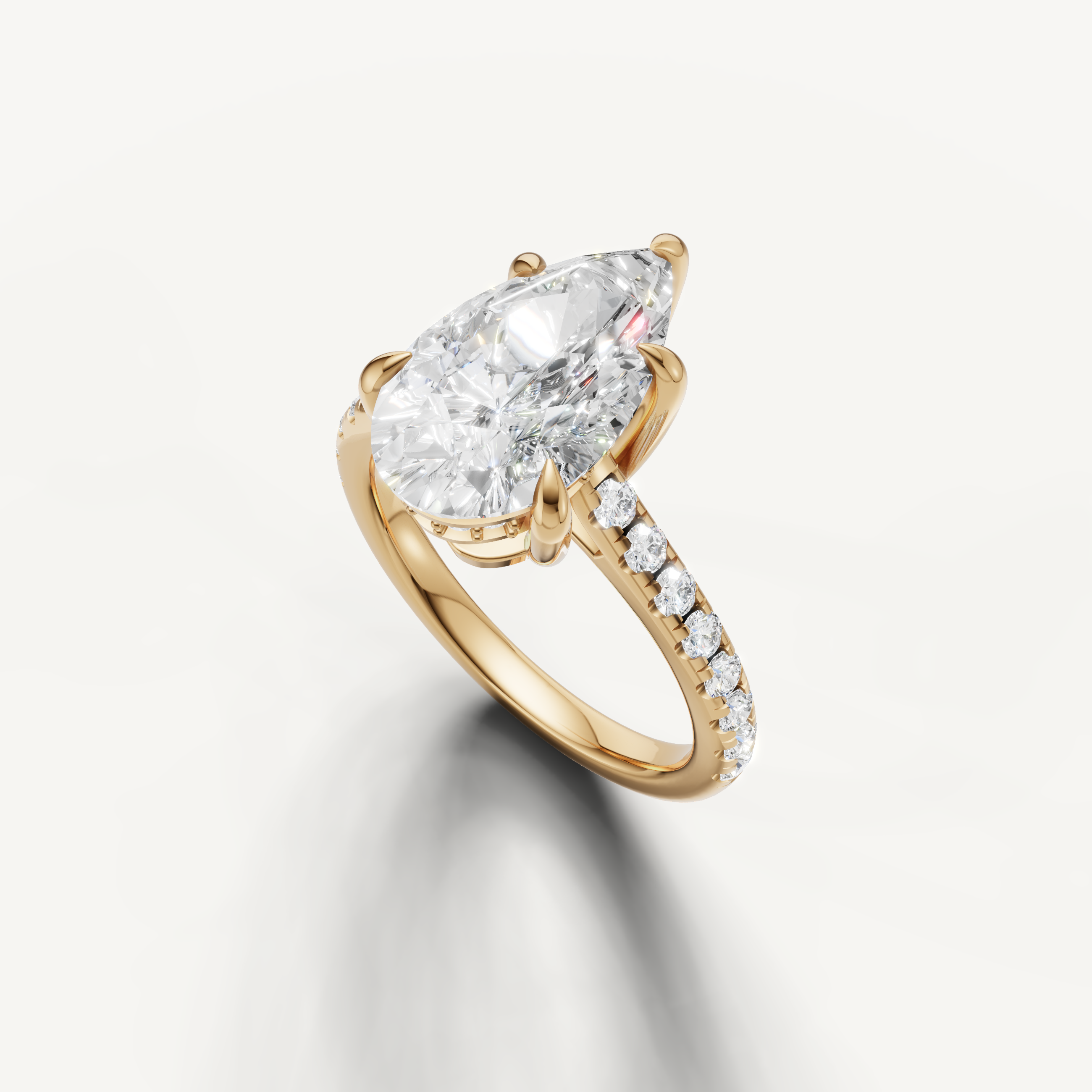 Yellow Gold Pear Solitaire Lab Grown Diamond Ring for Women – Raul Diamonds