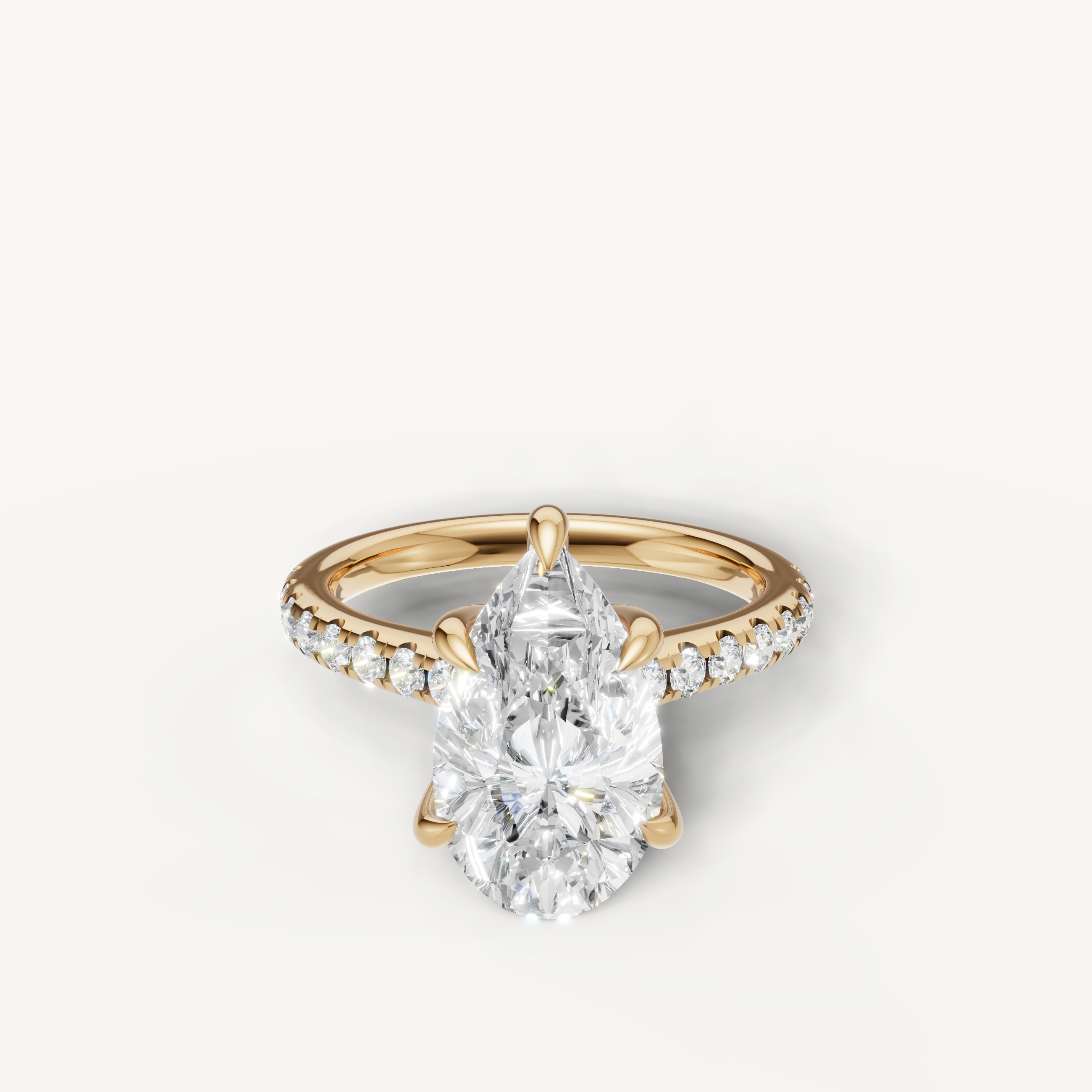 Pear Shape Lab Grown Diamond Engagement Ring in 14K Yellow Gold – Raul Diamonds