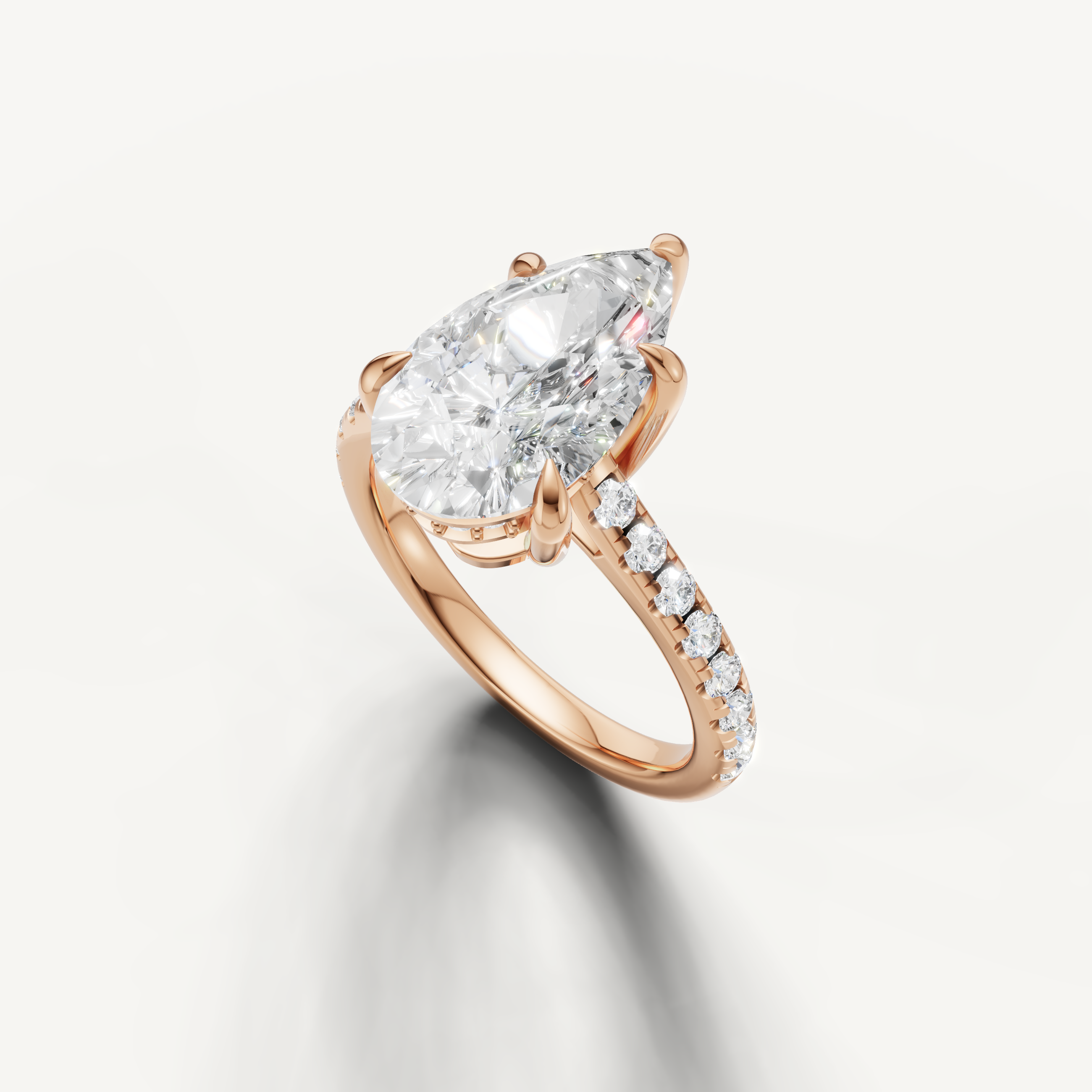 14K Rose Gold Pear Solitaire Diamond Engagement Ring – Raul Diamonds