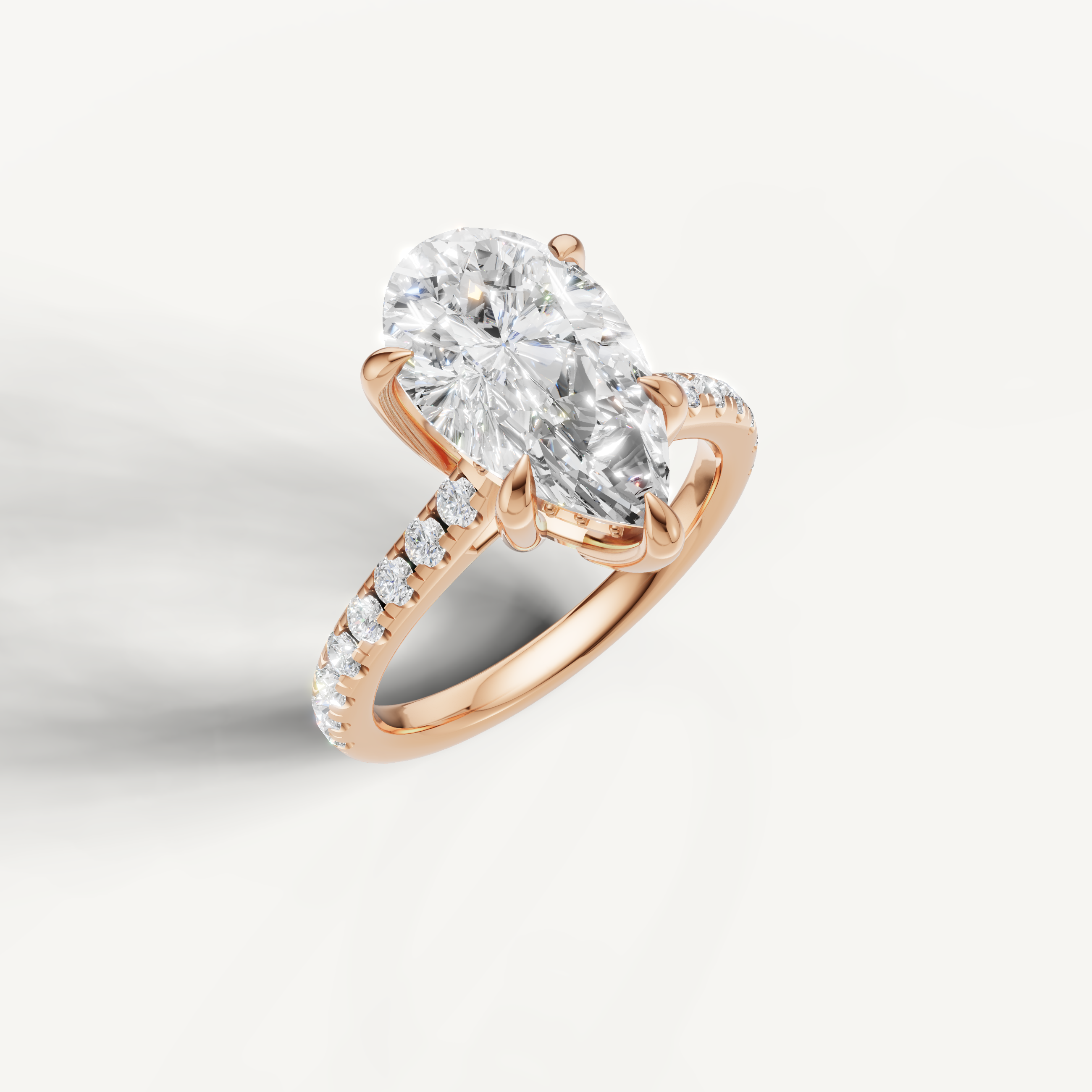 Rose Gold Pear Cut Lab Diamond Ring with Pavé Diamonds – Raul Diamonds