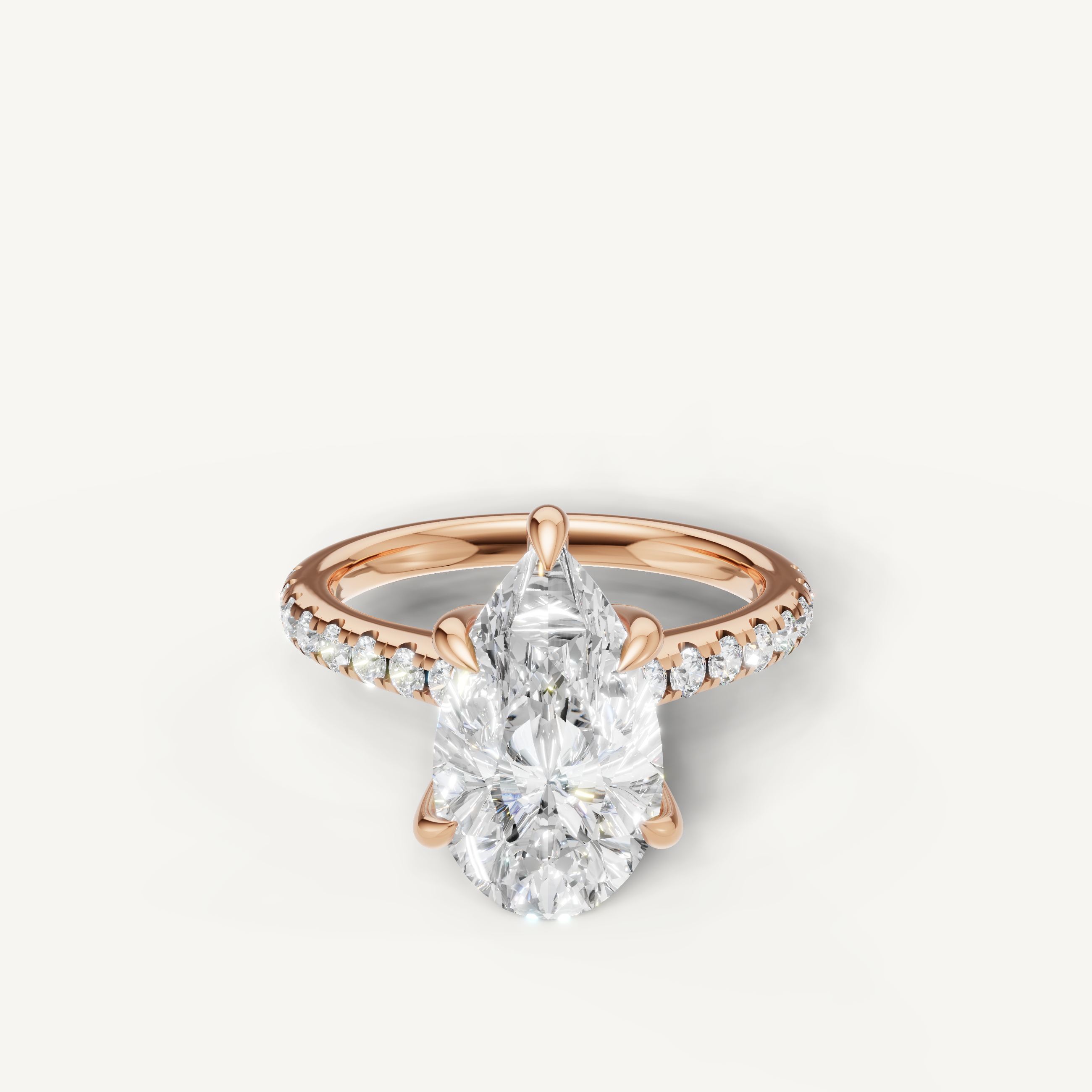 Pear Shape Lab Grown Diamond Engagement Ring in 14K Rose Gold – Raul Diamonds