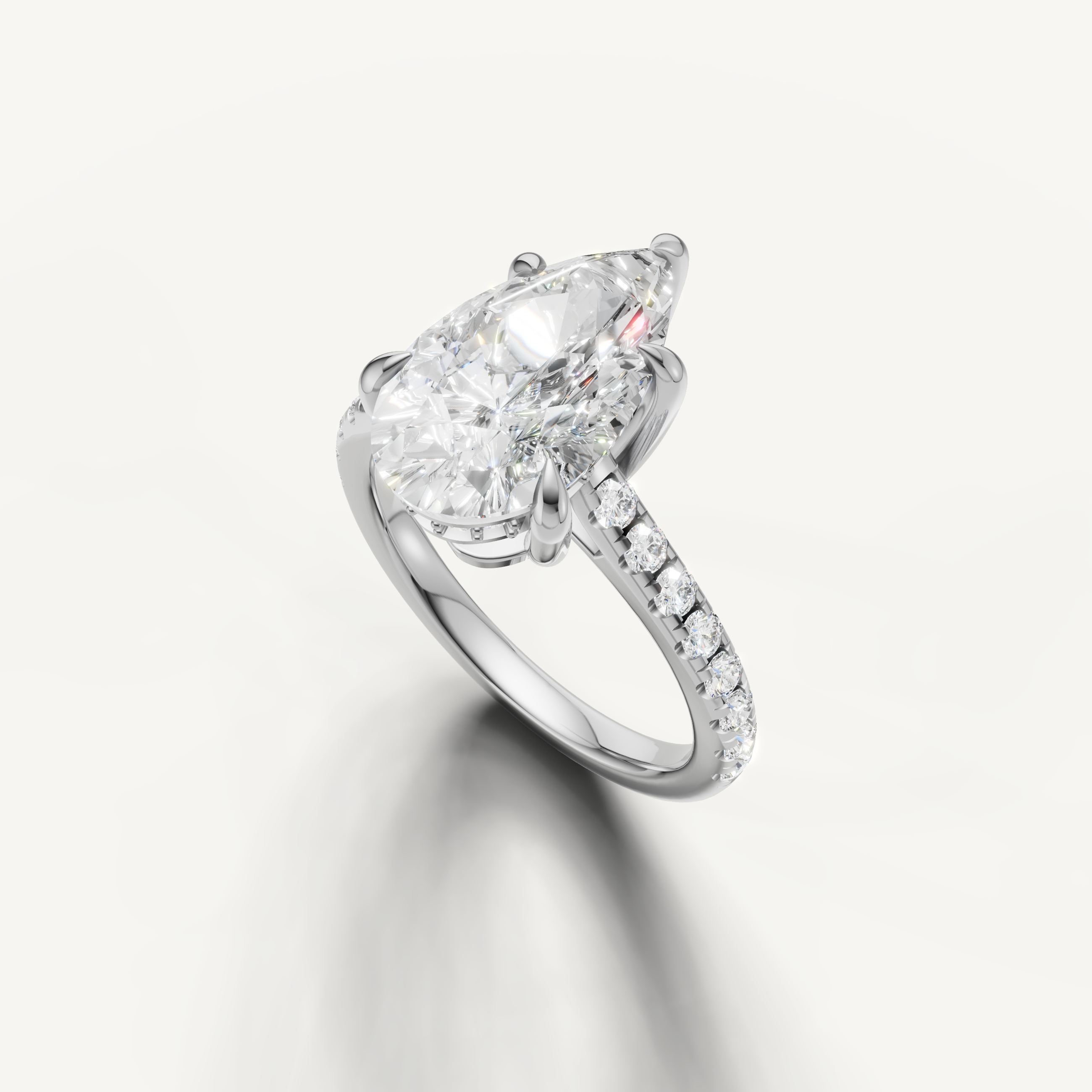 14K White Gold Pear Solitaire Lab Diamond Engagement Ring – Raul Diamonds