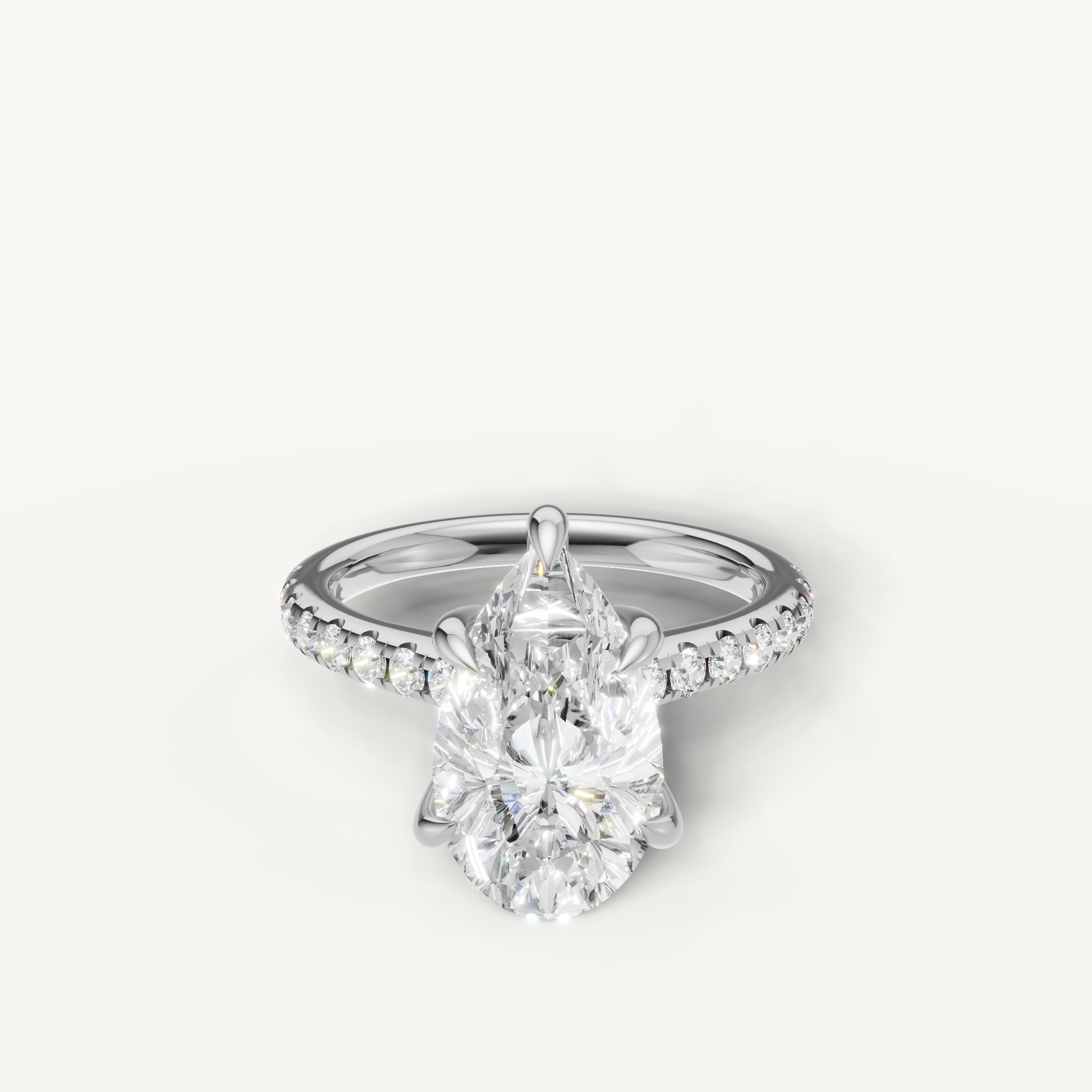 Pear Shape Lab Grown Diamond Engagement Ring in 14K White Gold – Raul Diamonds