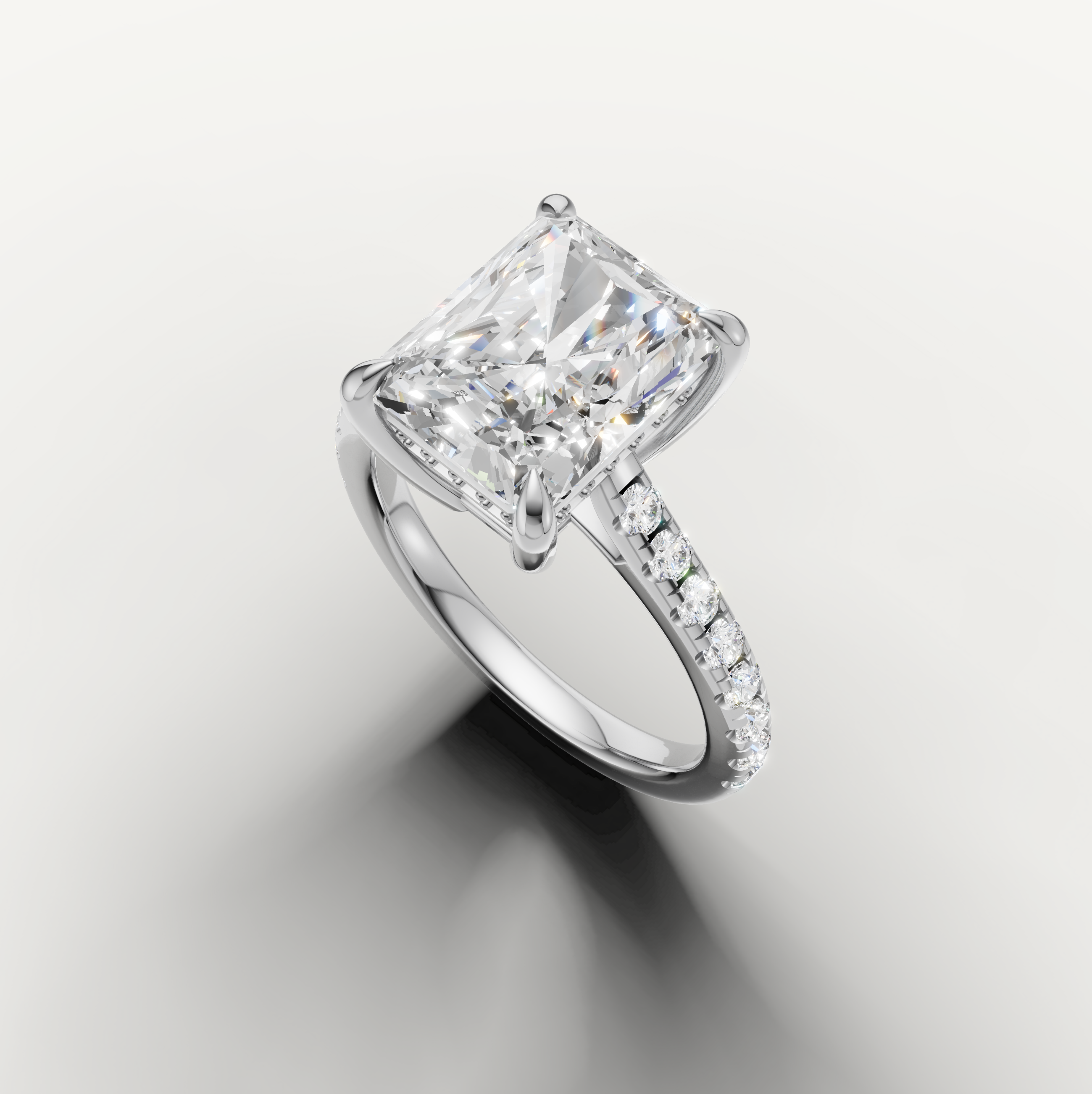 14K White Gold Radiant Solitaire Lab Diamond Engagement Ring – Raul Diamonds