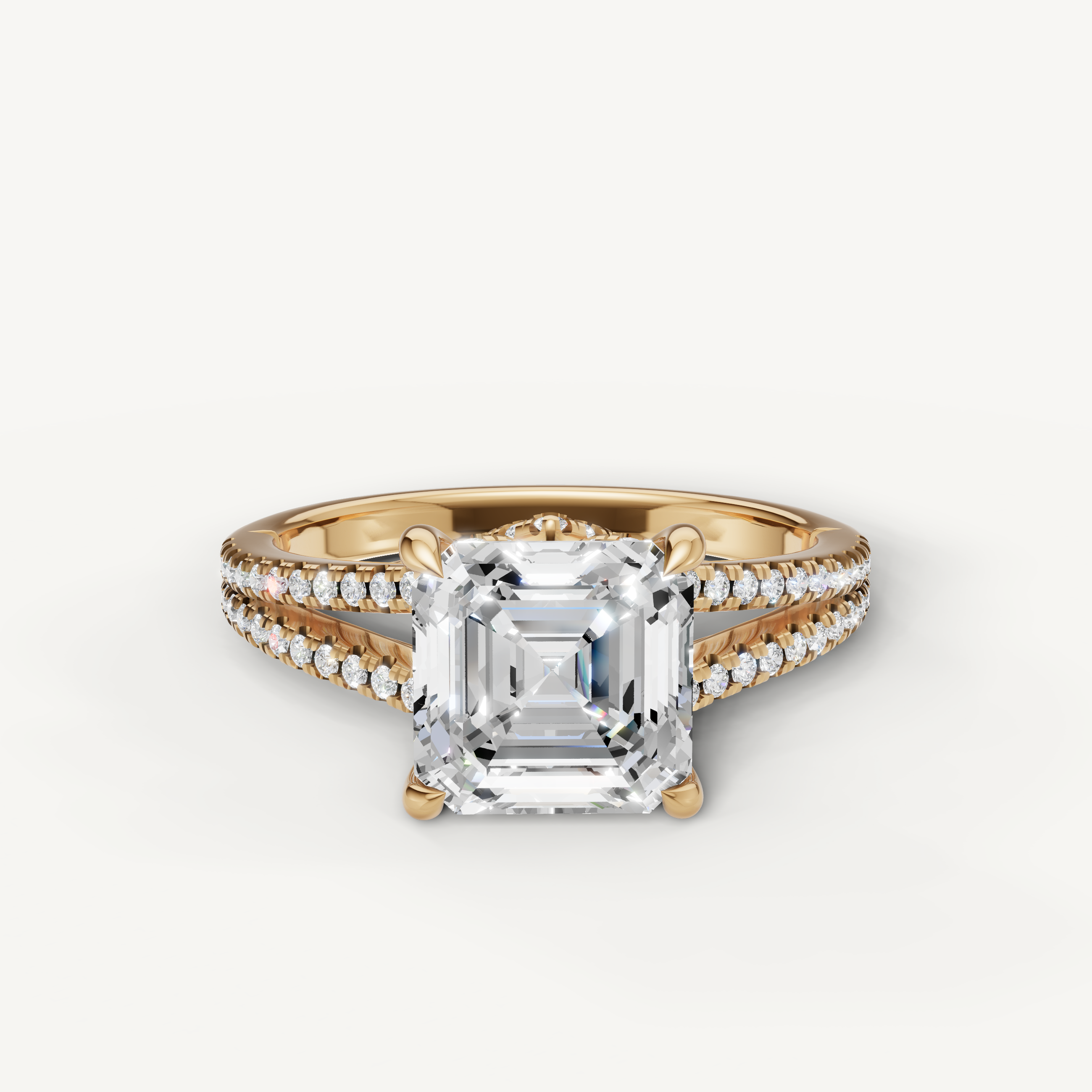 Asscher Cut Lab Grown Diamond Engagement Ring in 14K Yellow Gold – Raul Diamonds