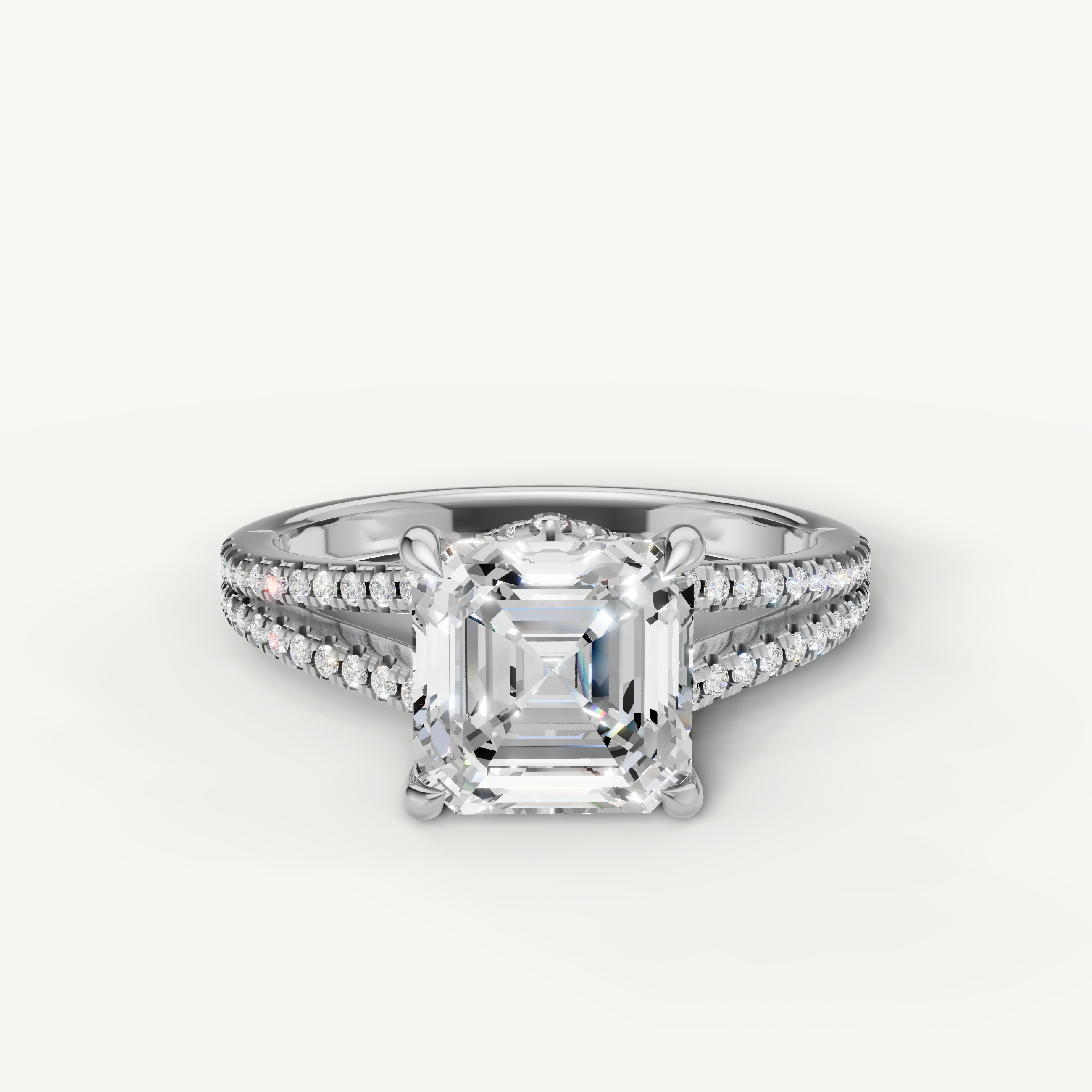 Asscher Cut Lab Grown Diamond Engagement Ring in 14K White Gold – Raul Diamonds
