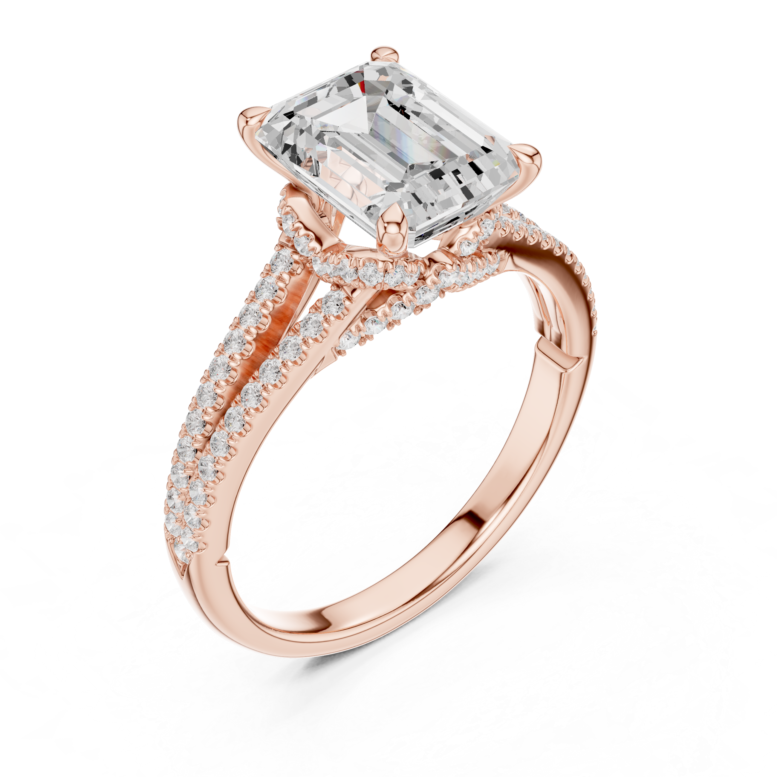 2ct Emerald Cut Lab-Grown Diamond Split-Shank Engagement Ring in 14k Gold