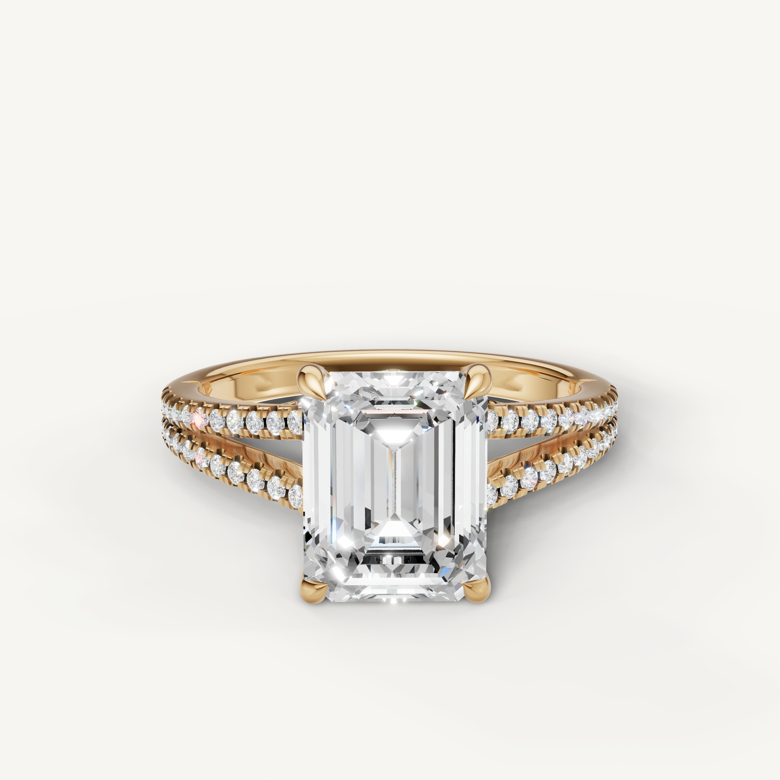 Emerald Cut Lab Grown Diamond Engagement Ring in 14K Yellow Gold – Raul Diamonds