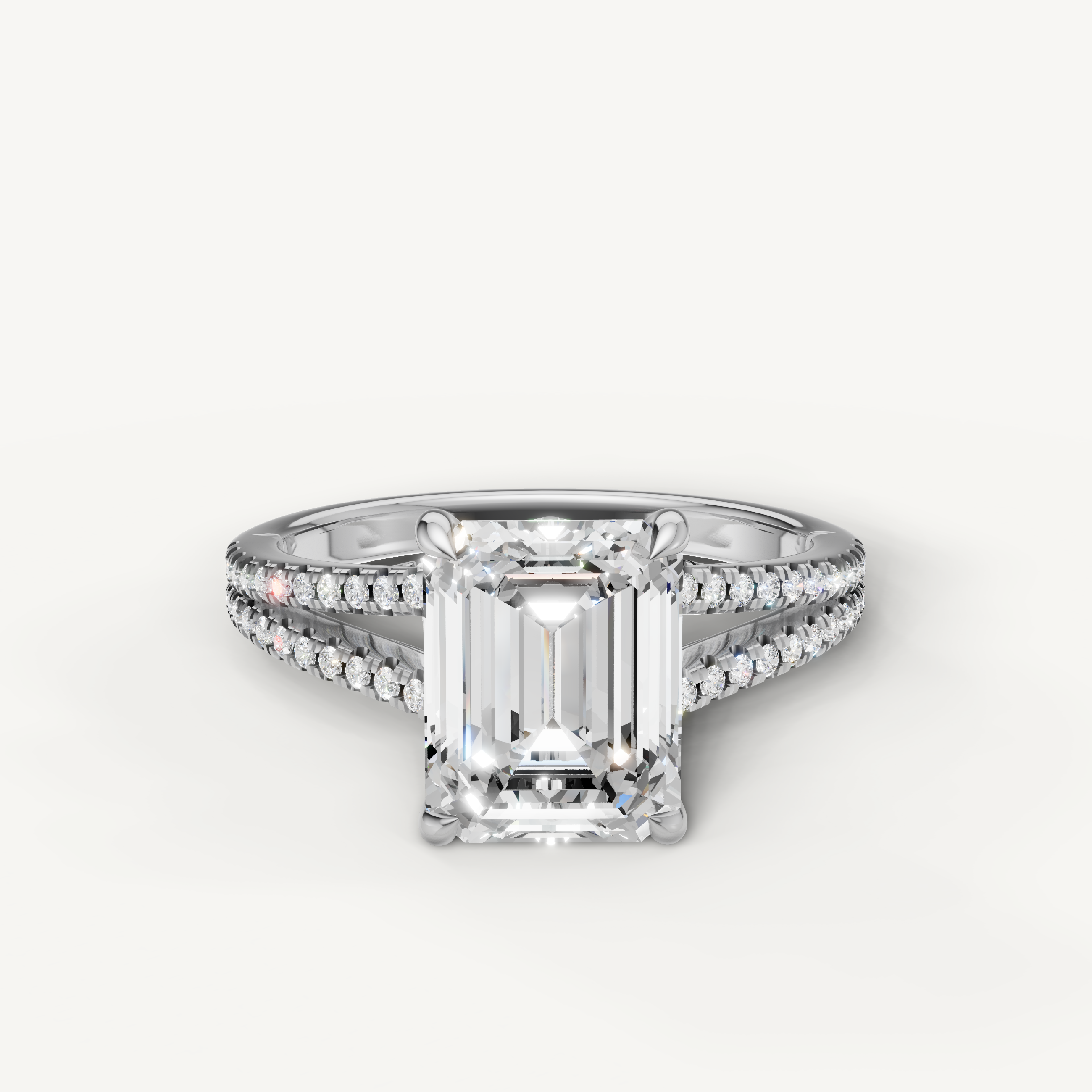 Emerald Cut Lab Grown Diamond Engagement Ring in 14K White Gold – Raul Diamonds