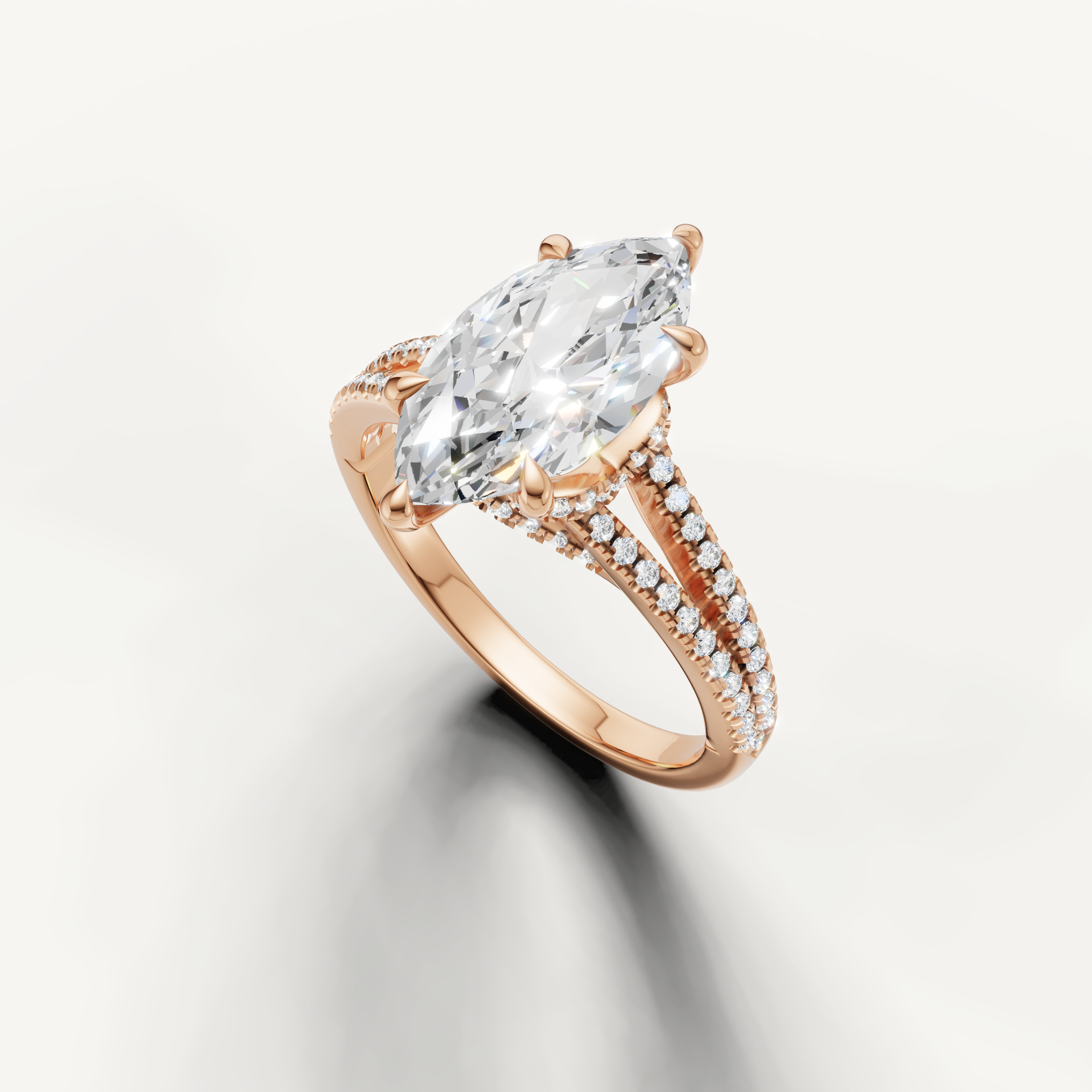 Marquise Cut Lab Grown Diamond Pavé Ring in Rose Gold for Women – Raul Diamonds