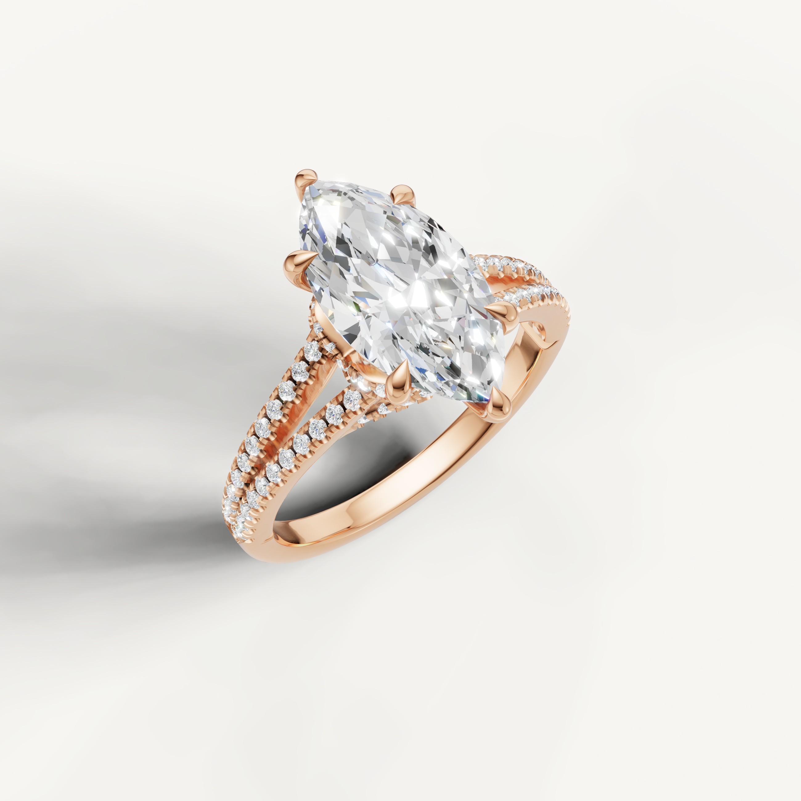 Elegant Marquise Lab Diamond Split Shank Ring in 14K Rose Gold – Raul Diamonds