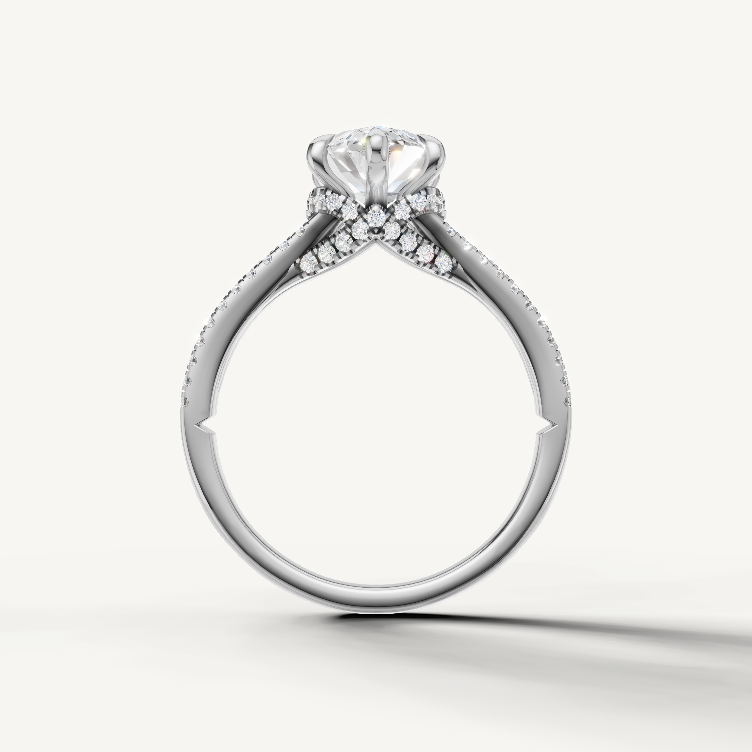 White Gold Marquise Engagement Ring with Double Split Shank Design – Raul Diamonds