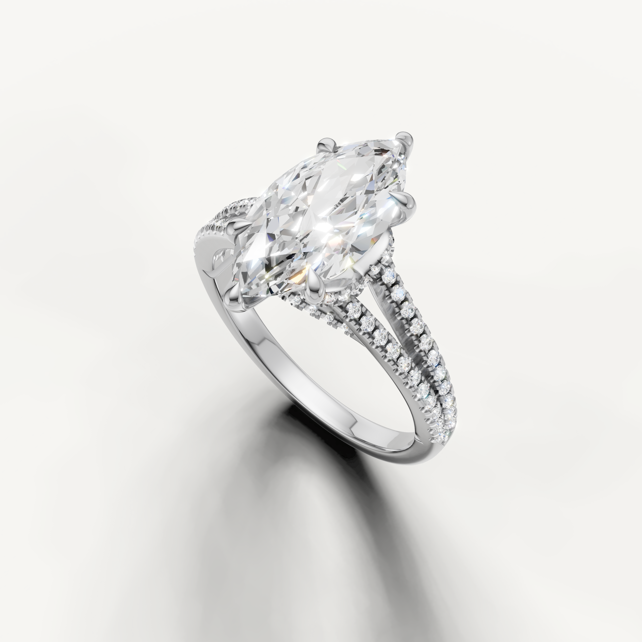 Classic Marquise Cut Lab Grown Diamond Ring with Pavé Band – Raul Diamonds