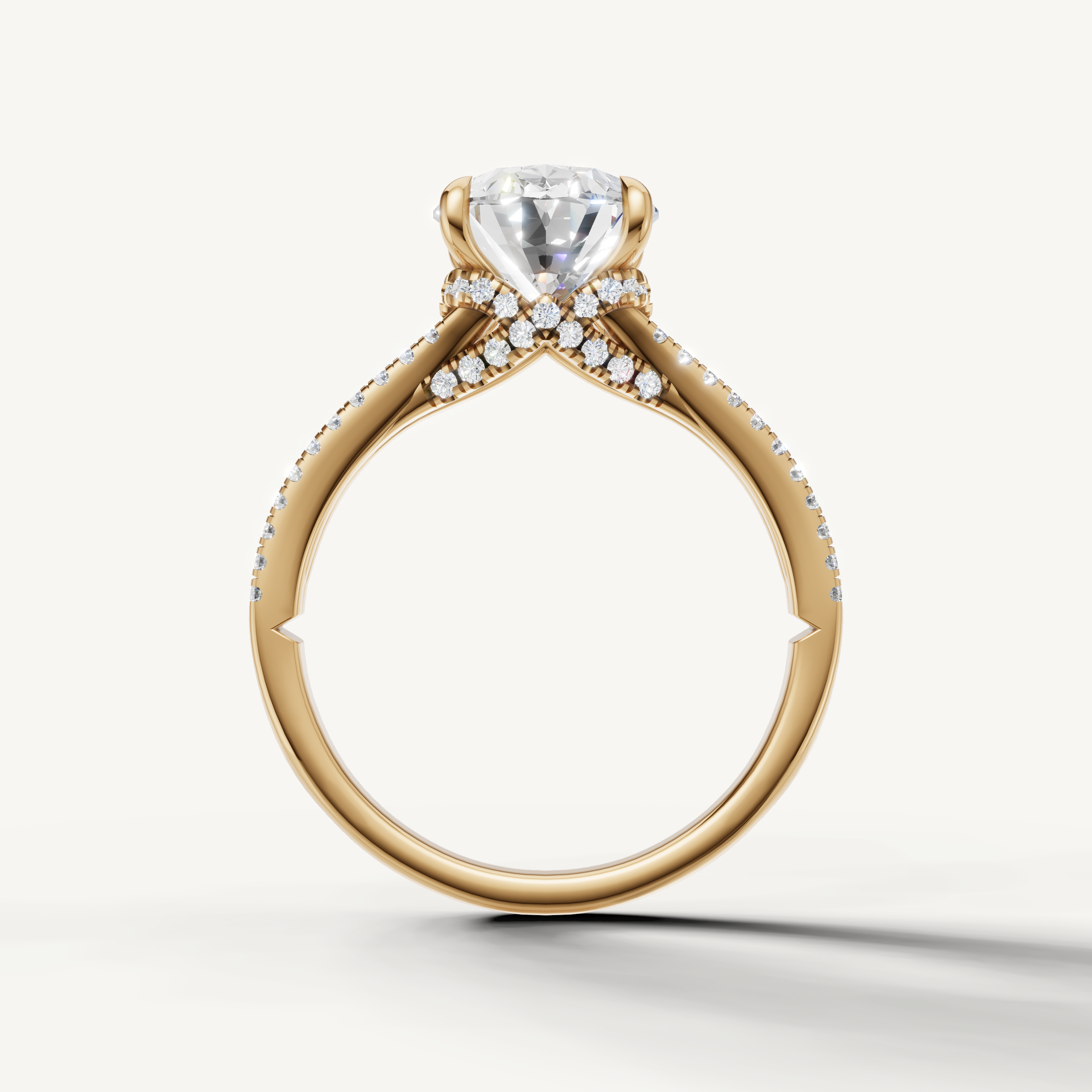 Luxury Oval Cut Lab Diamond Engagement Ring with Double Pavé Band – Raul Diamonds
