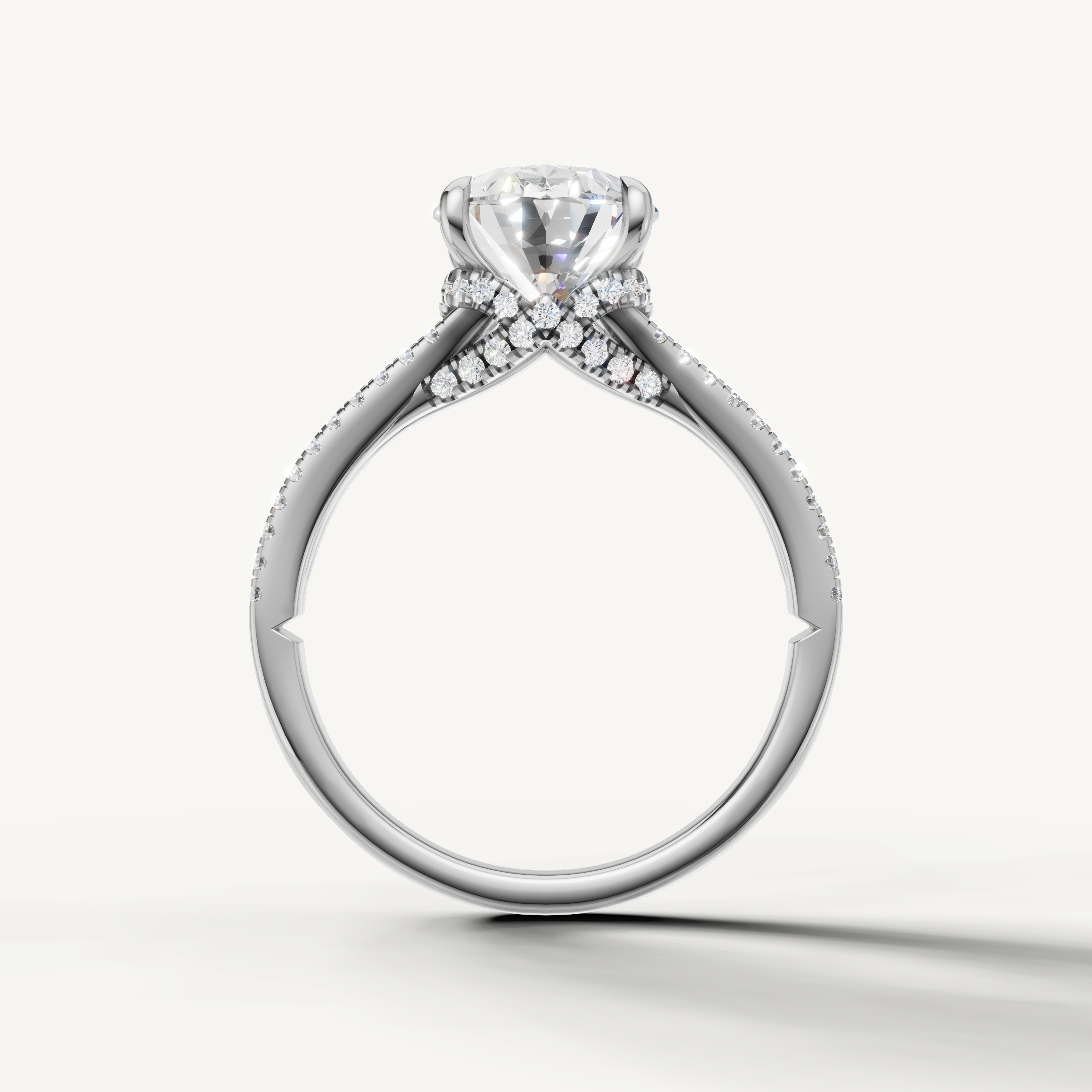 White Gold Oval Engagement Ring with Double Split Shank Design – Raul Diamonds