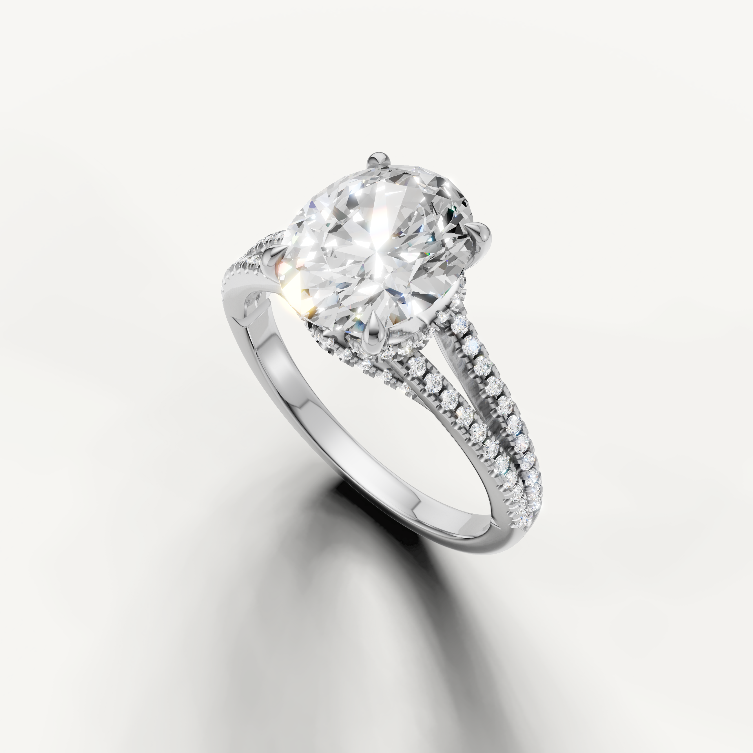 Classic Oval Cut Lab Grown Diamond Ring with Pavé Band – Raul Diamonds