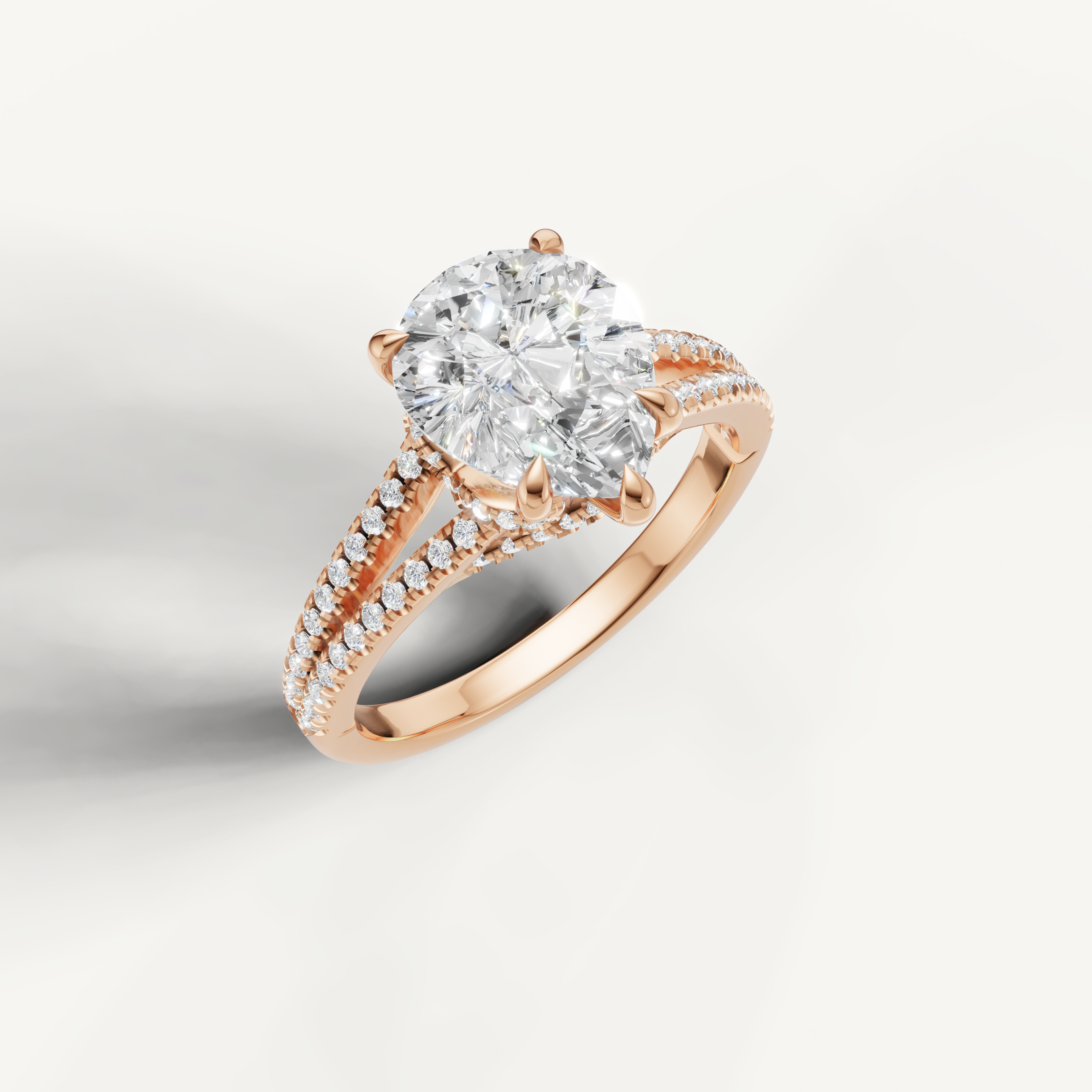 Elegant Pear Lab Diamond Split Shank Ring in 14K Rose Gold – Raul Diamonds