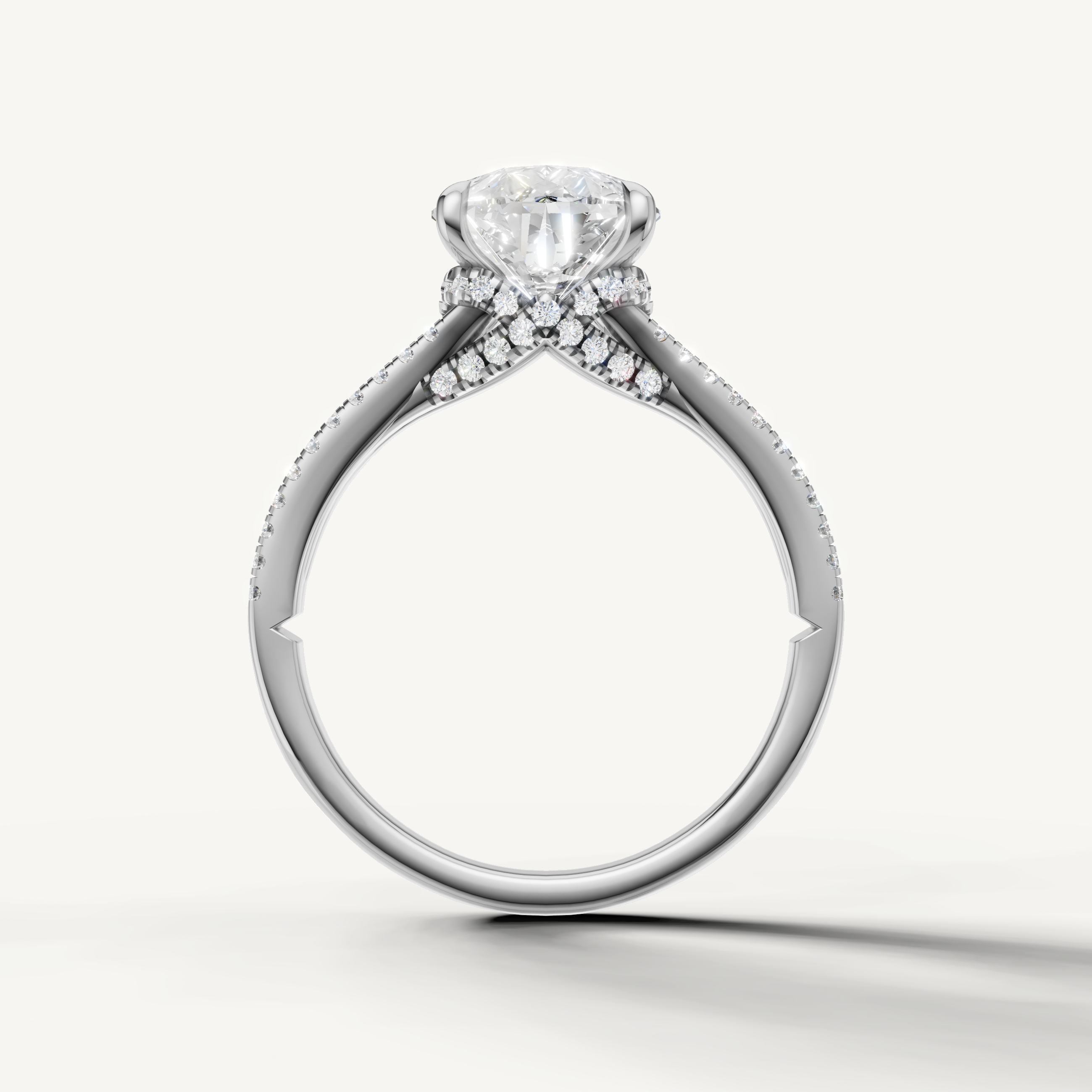 White Gold Pear Engagement Ring with Double Split Shank Design – Raul Diamonds