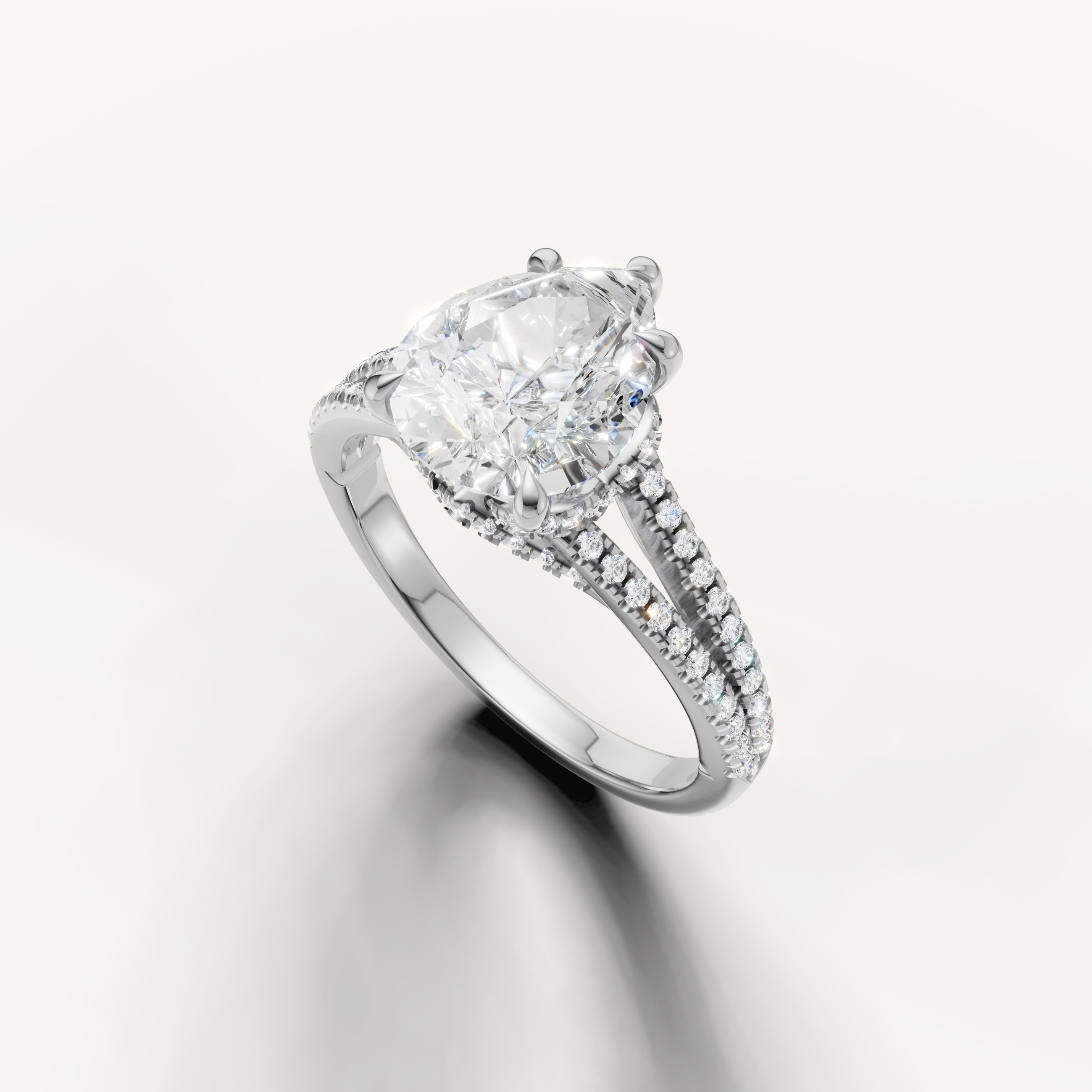 Classic Pear Cut Lab Grown Diamond Ring with Pavé Band – Raul Diamonds