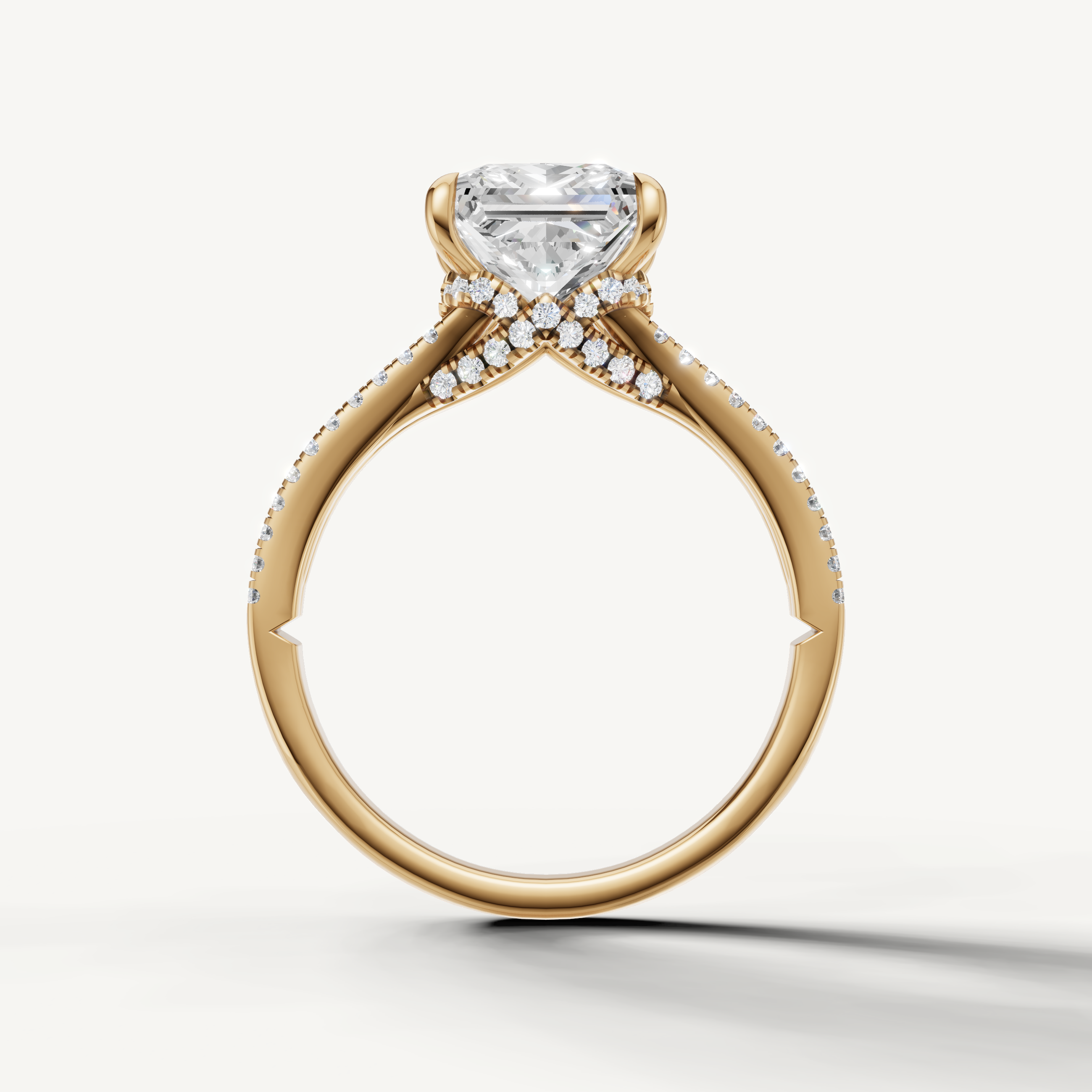 Luxury Princess Cut Lab Diamond Engagement Ring with Double Pavé Band – Raul Diamonds