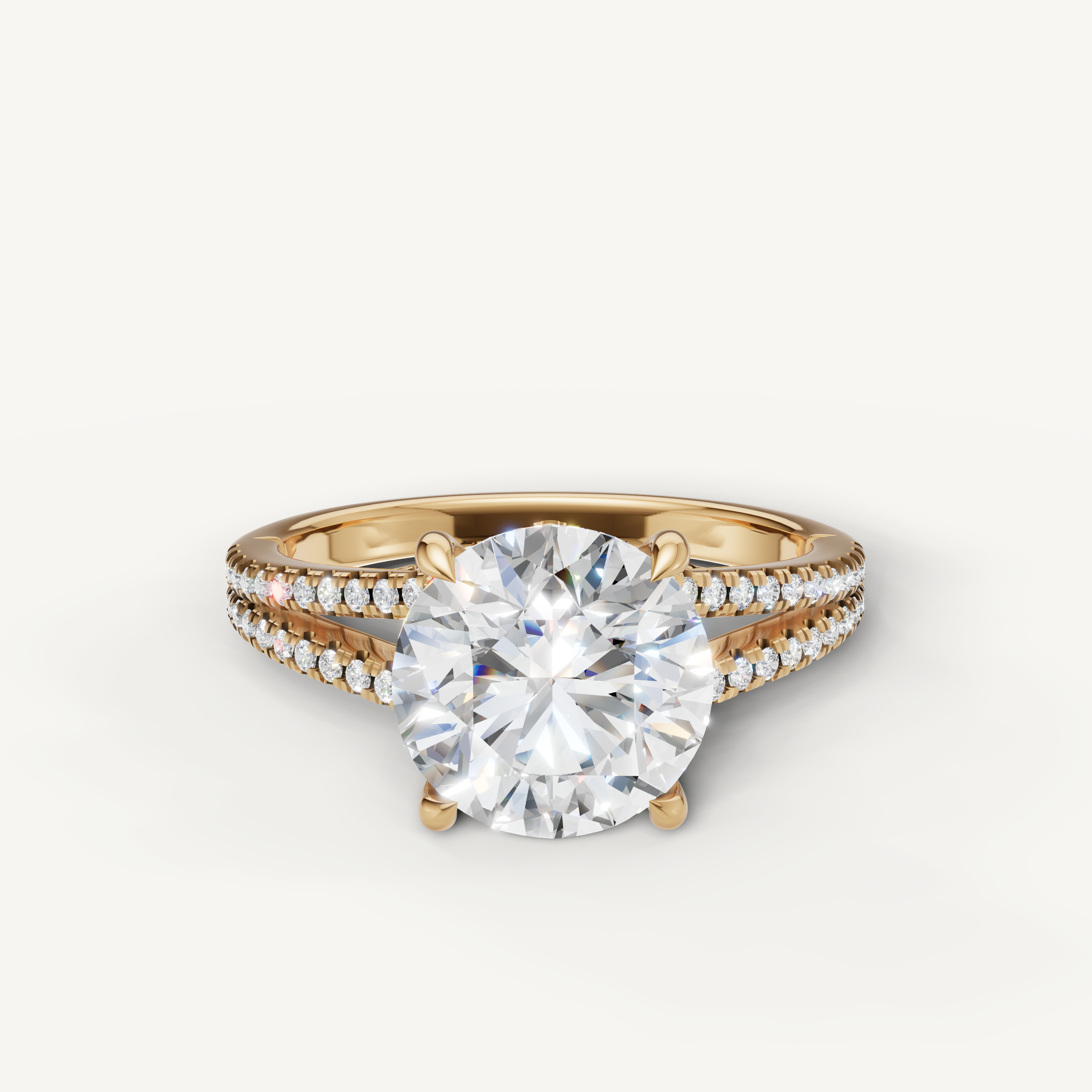 Round Cut Lab Grown Diamond Engagement Ring in 14K Yellow Gold – Raul Diamonds