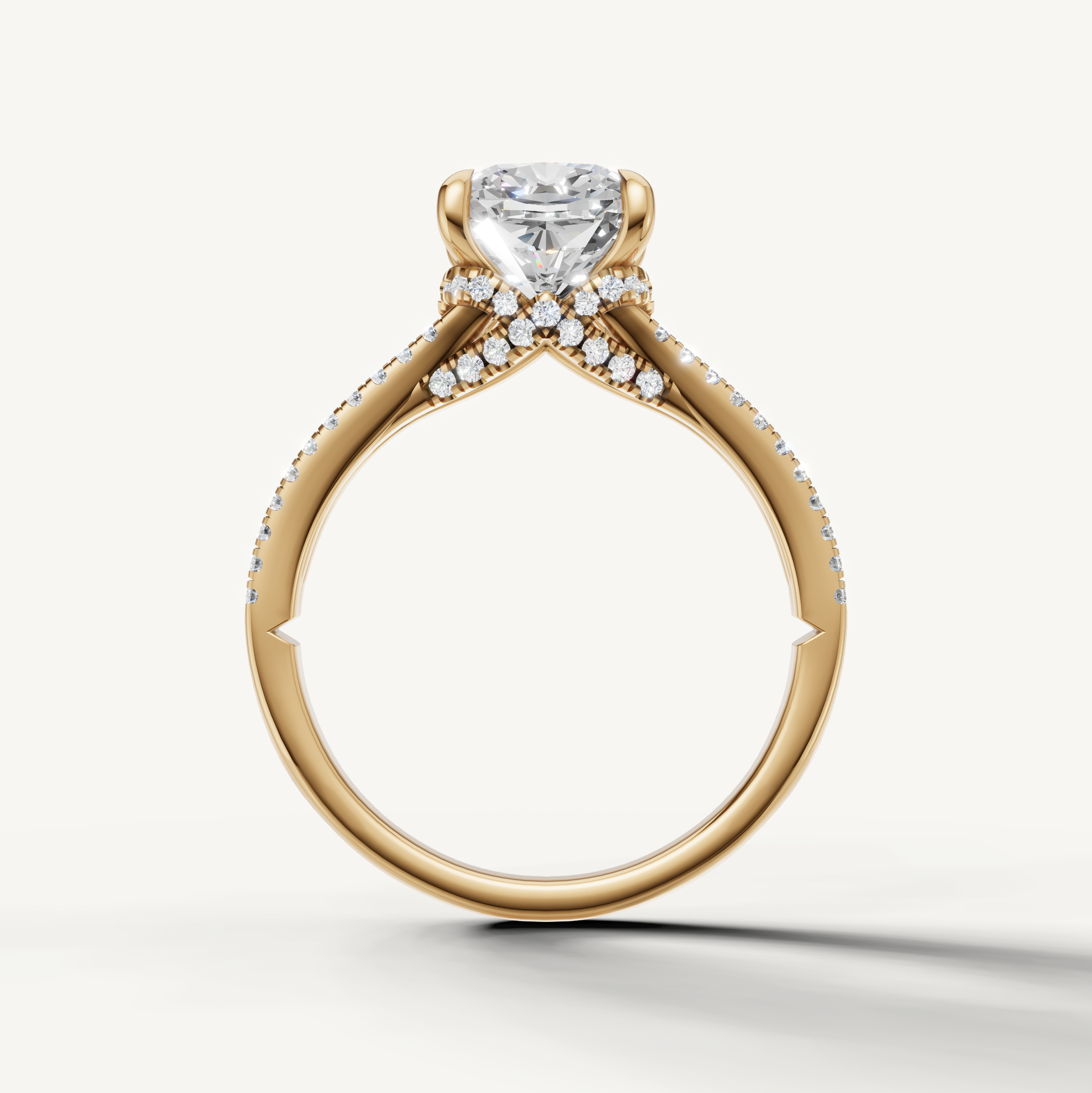 Luxury Cushion Cut Lab Diamond Engagement Ring with Split Shank Design – Raul Diamonds