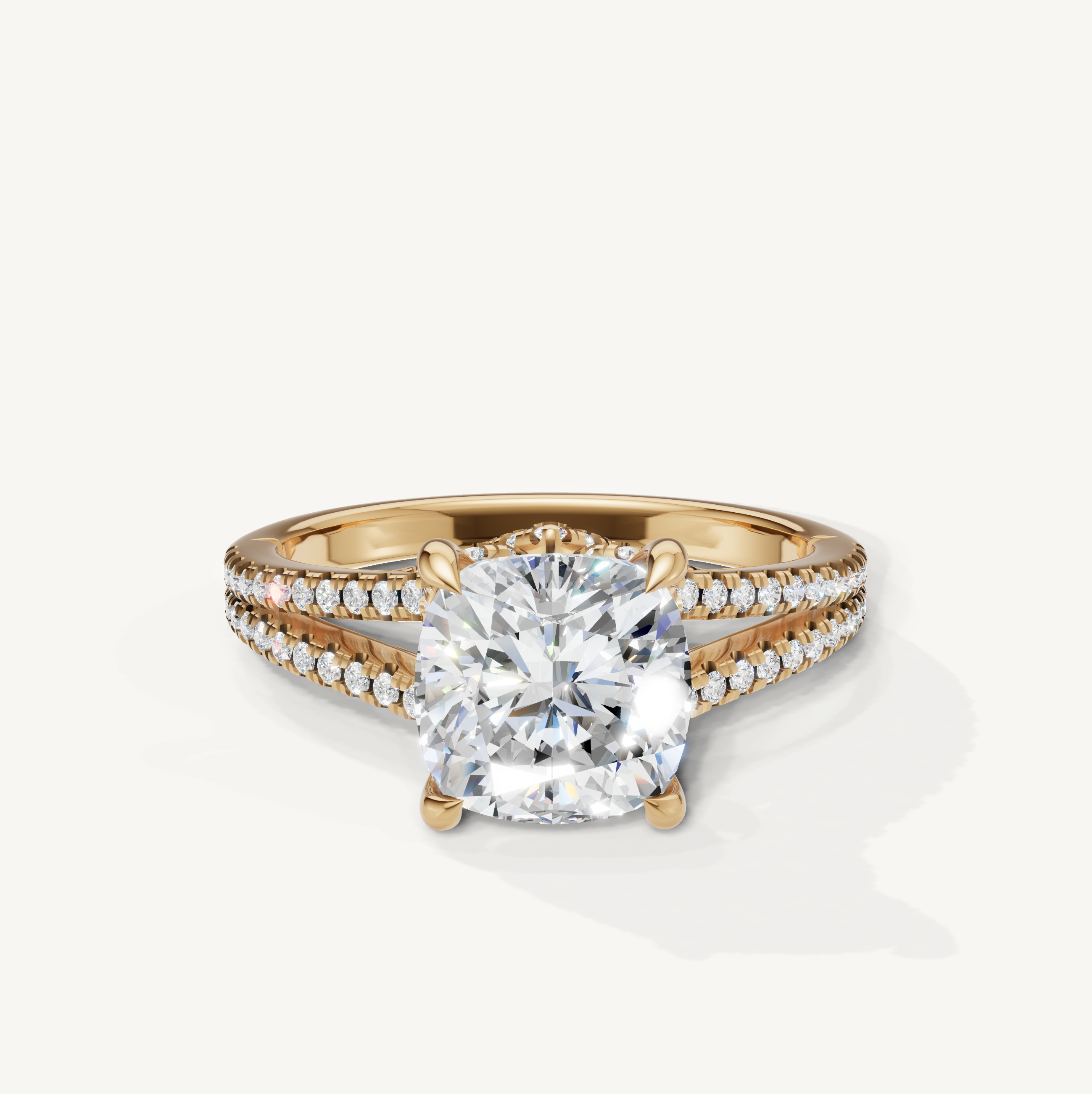 Cushion Cut Lab Grown Diamond Engagement Ring in 14K Yellow Gold – Raul Diamonds