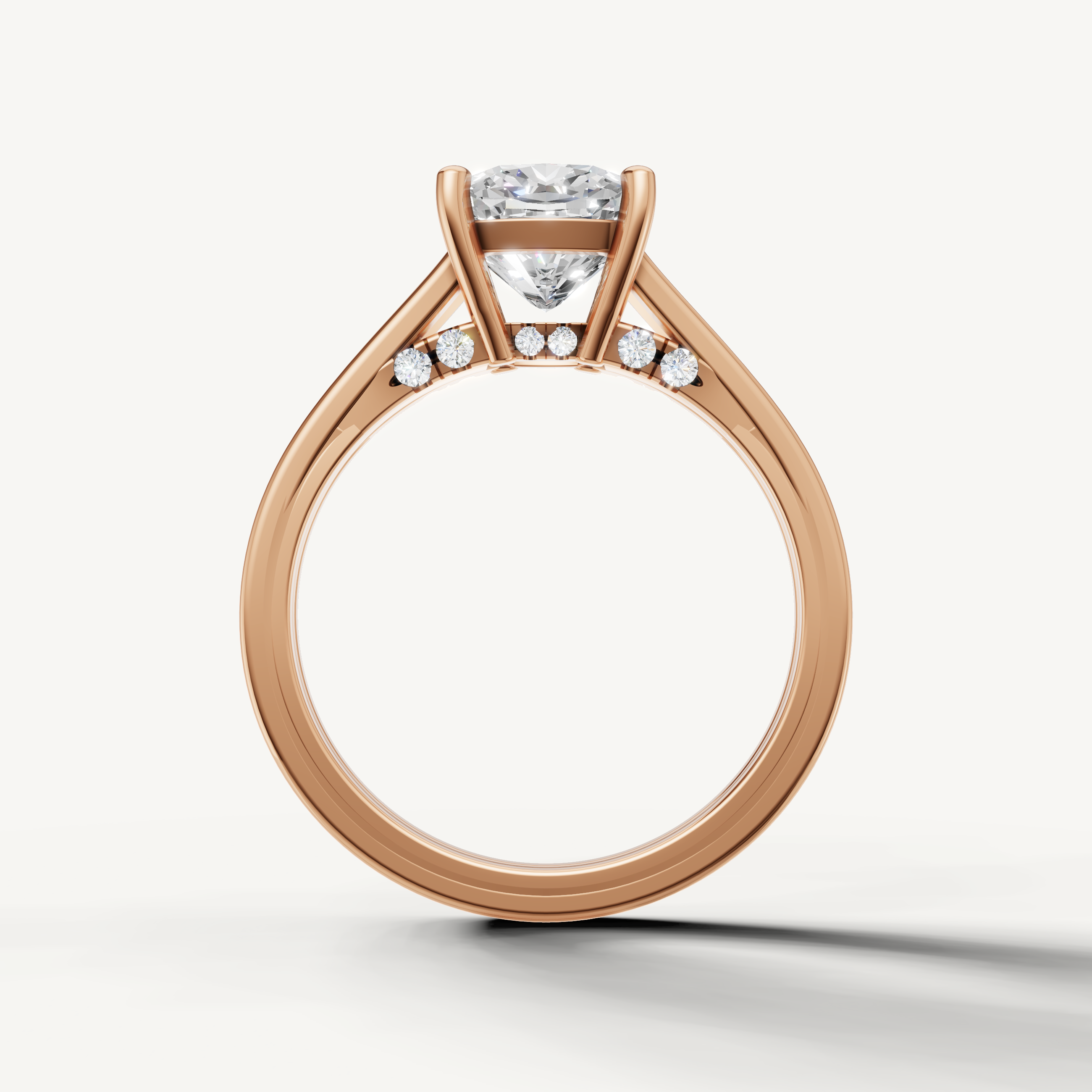 Rose Gold Cushion Shape Engagement Ring with Modern Split Band – Raul Diamonds