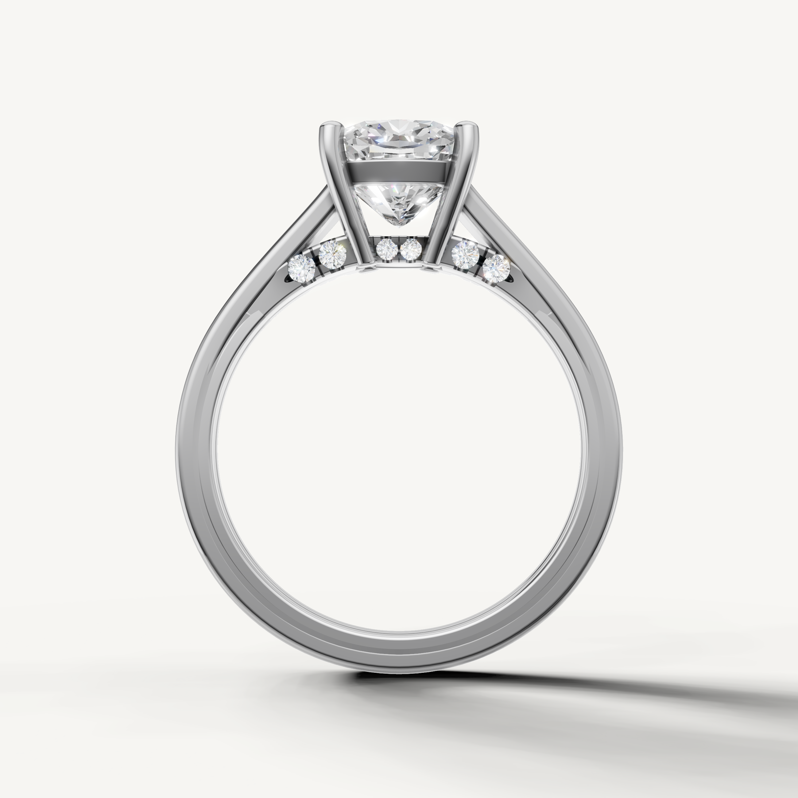 White Gold Cushion Shape Lab Grown Diamond Ring with Hidden Pavé Detail – Raul Diamonds