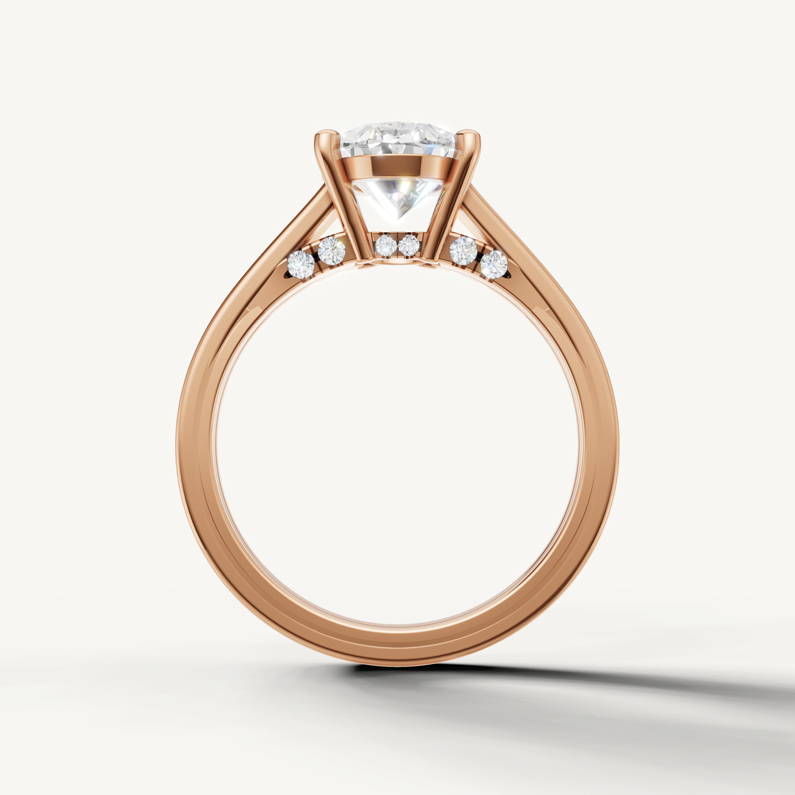 Rose Gold Oval Shape Engagement Ring with Modern Split Band – Raul Diamonds