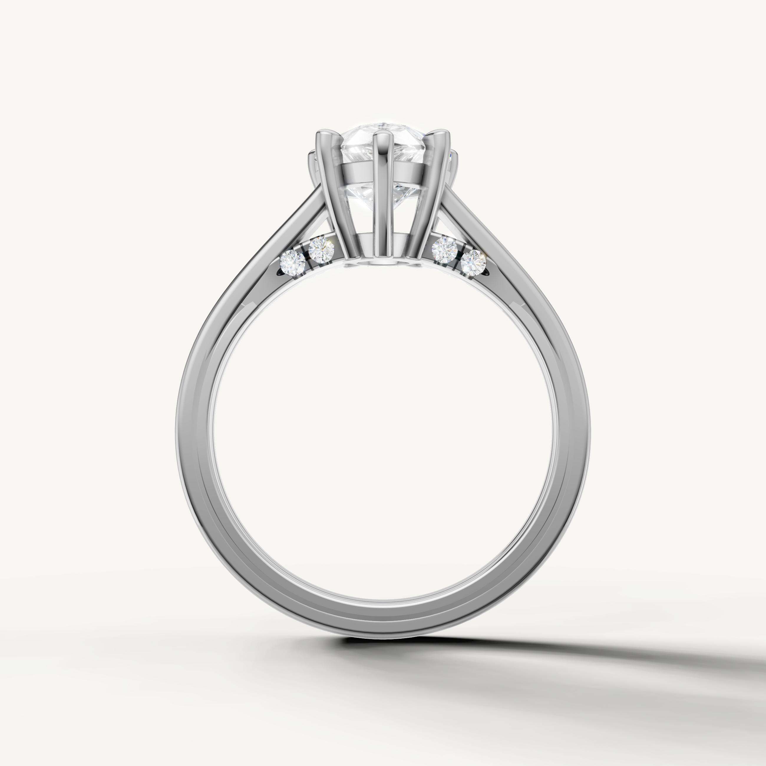 White Gold Pear Cut Lab Grown Diamond Ring with Hidden Pavé Detail – Raul Diamonds