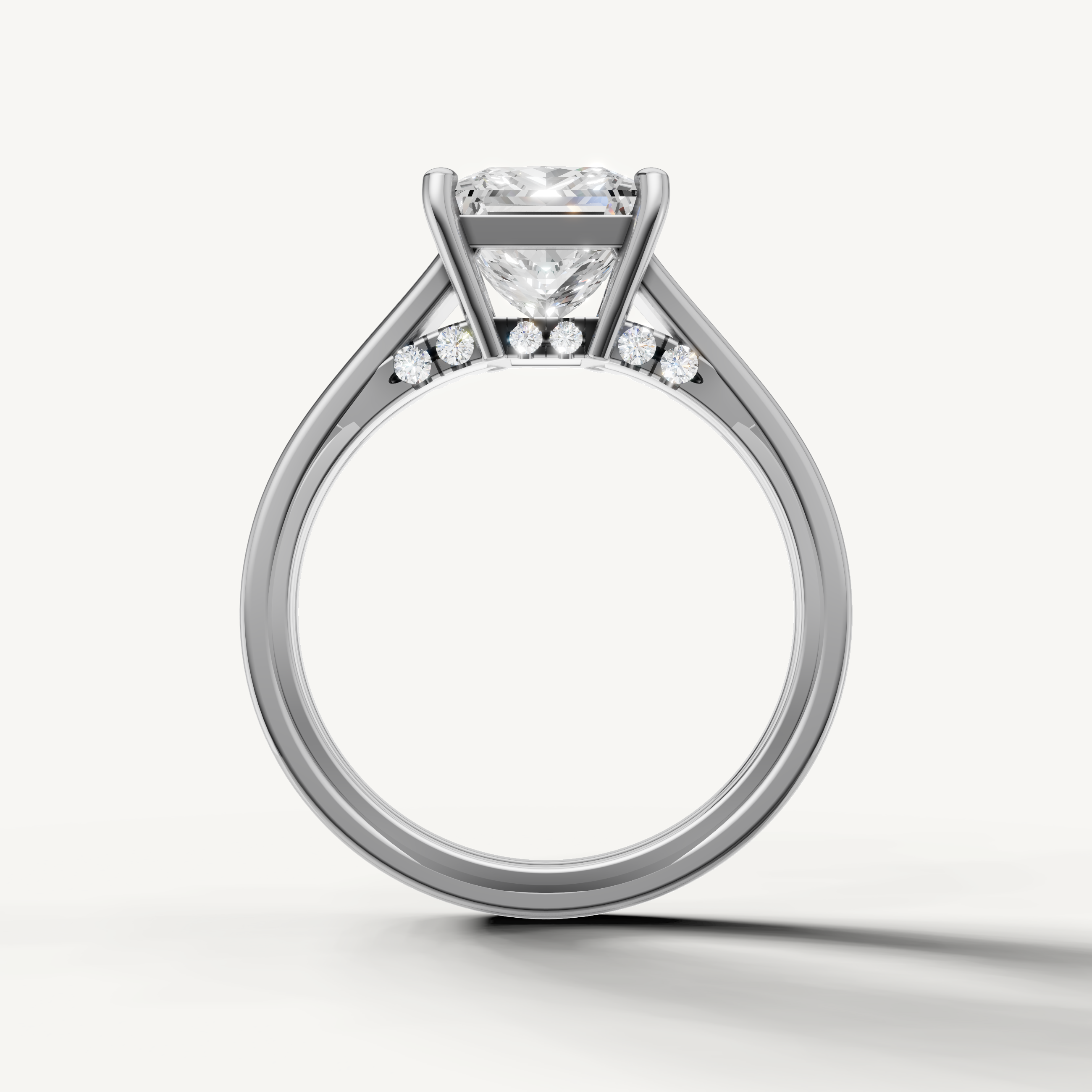 White Gold Princess Shape Lab Grown Diamond Ring with Hidden Pavé Detail – Raul Diamonds