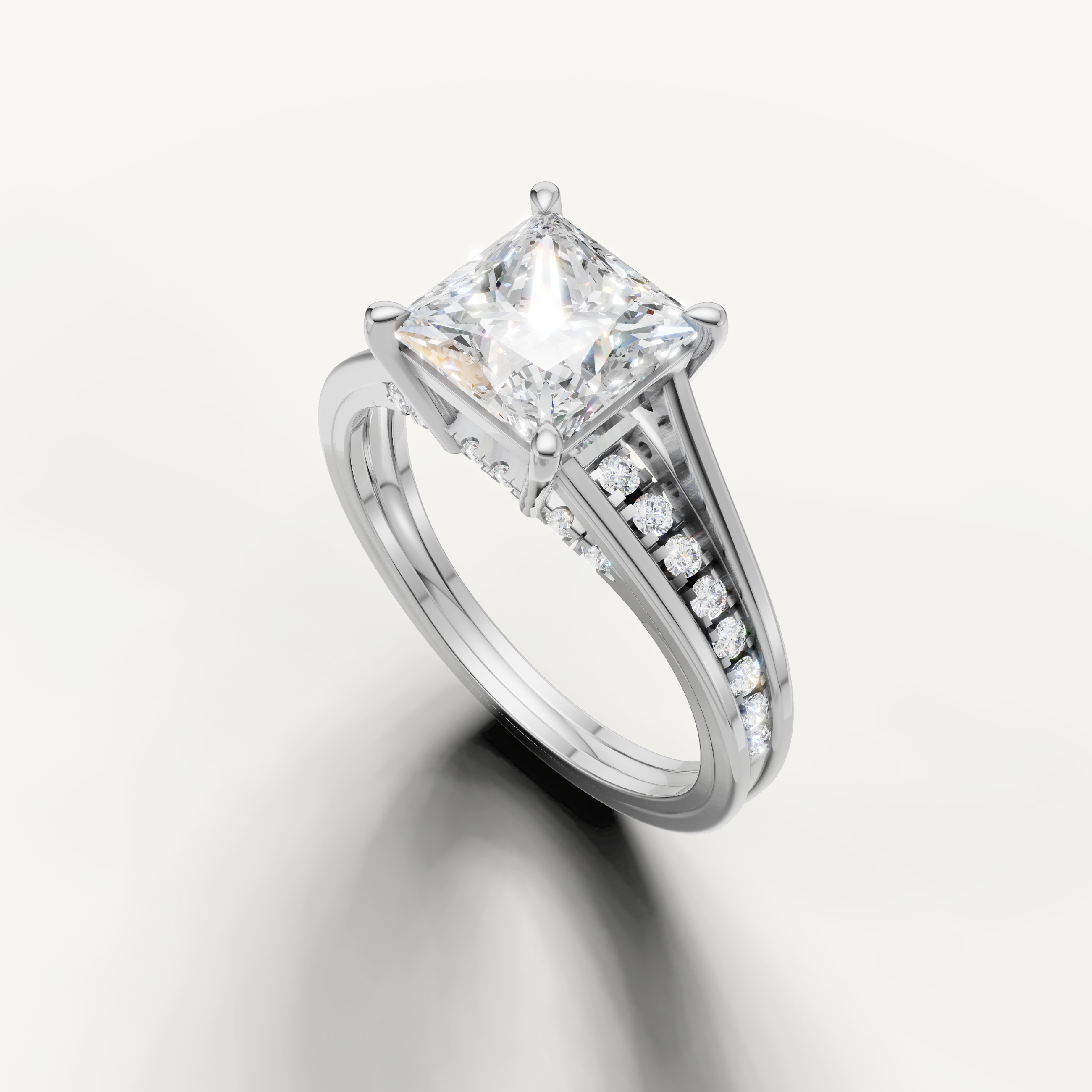 14K White Gold Princess Diamond Engagement Ring for Women – Raul Diamonds