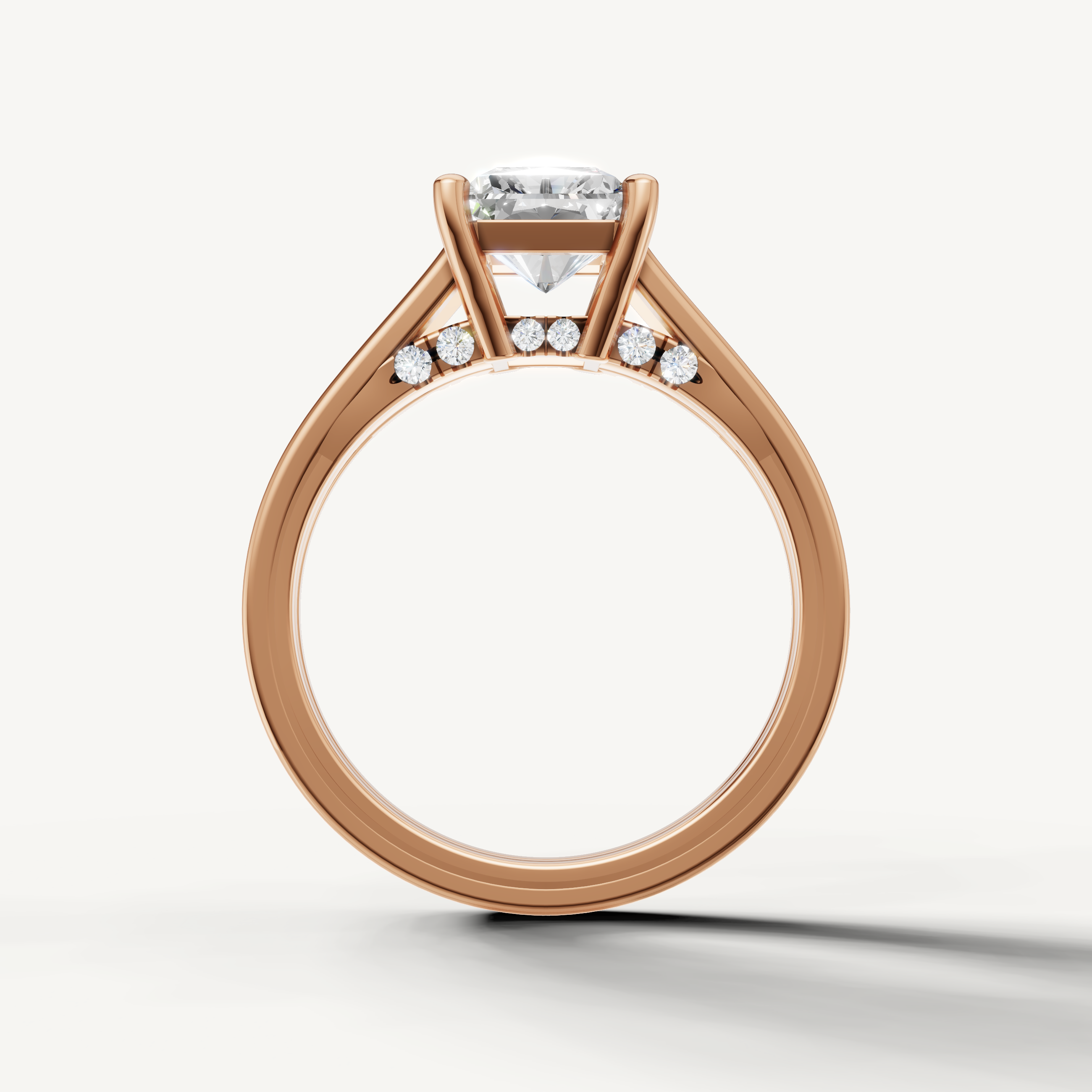 Rose Gold Radiant Shape Engagement Ring with Modern Split Band – Raul Diamonds